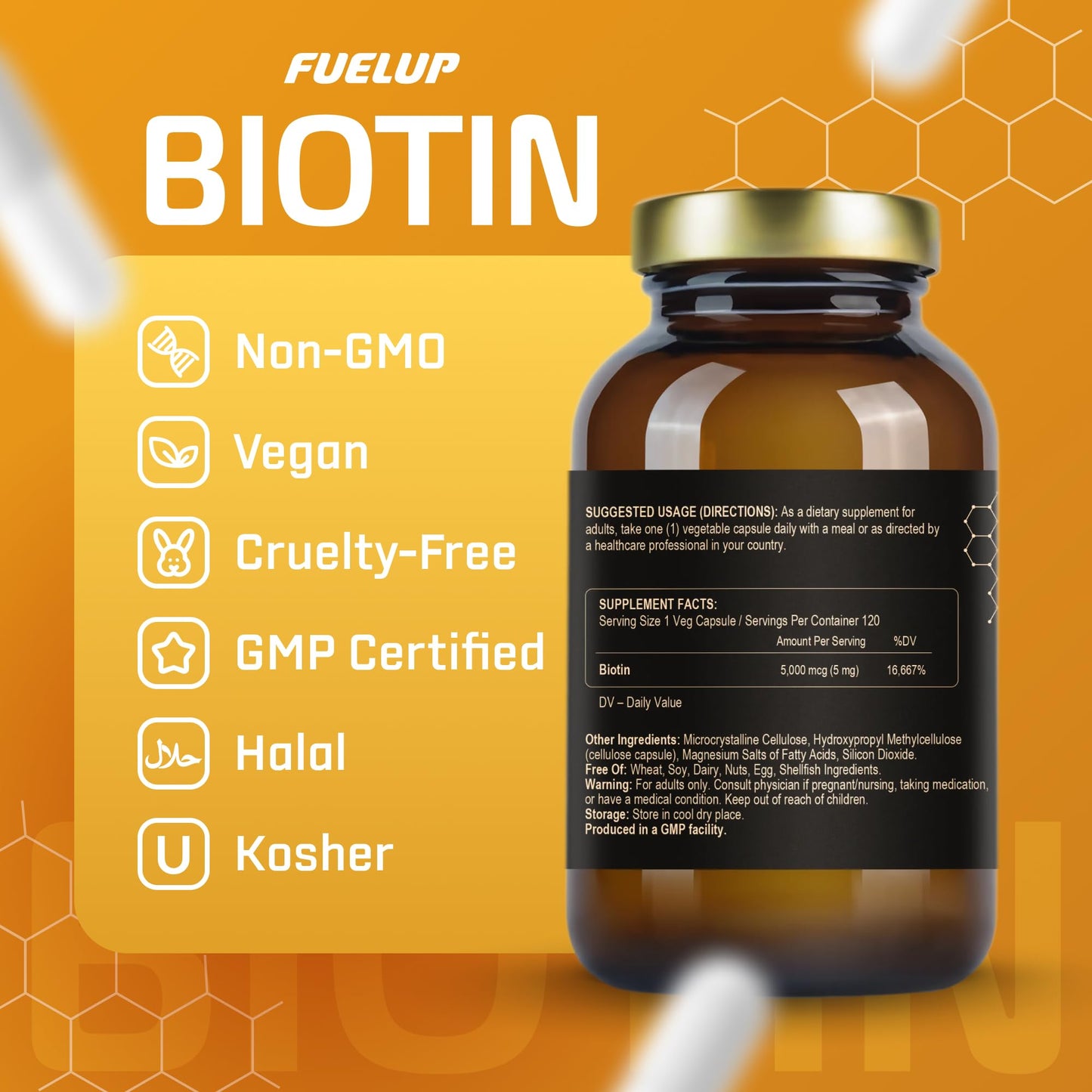 Fuelup Biotin 5000 mcg Capsule, 120 Count