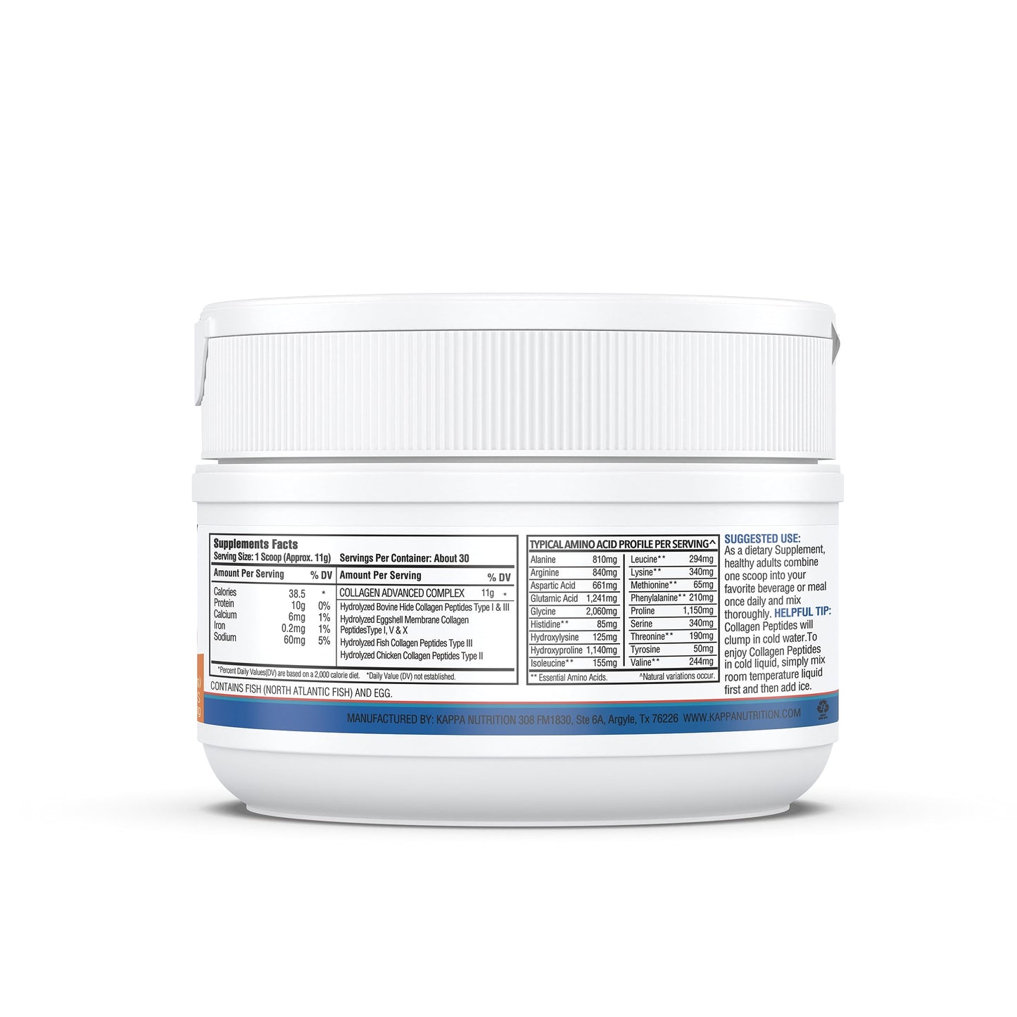 KAPPA NUTRITION Collagen Peptides Powder, 5 in 1 Multi-Collagen Advanced Complex with Hydrolyzed Collagen Peptides, 11.6 oz