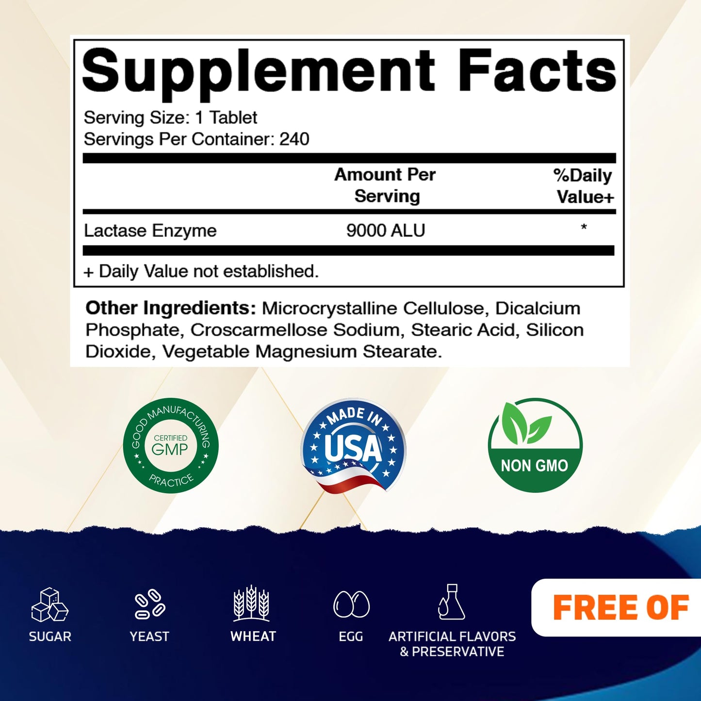 Vitamatic Lactase Enzyme 9000 FCC 480 Tablets