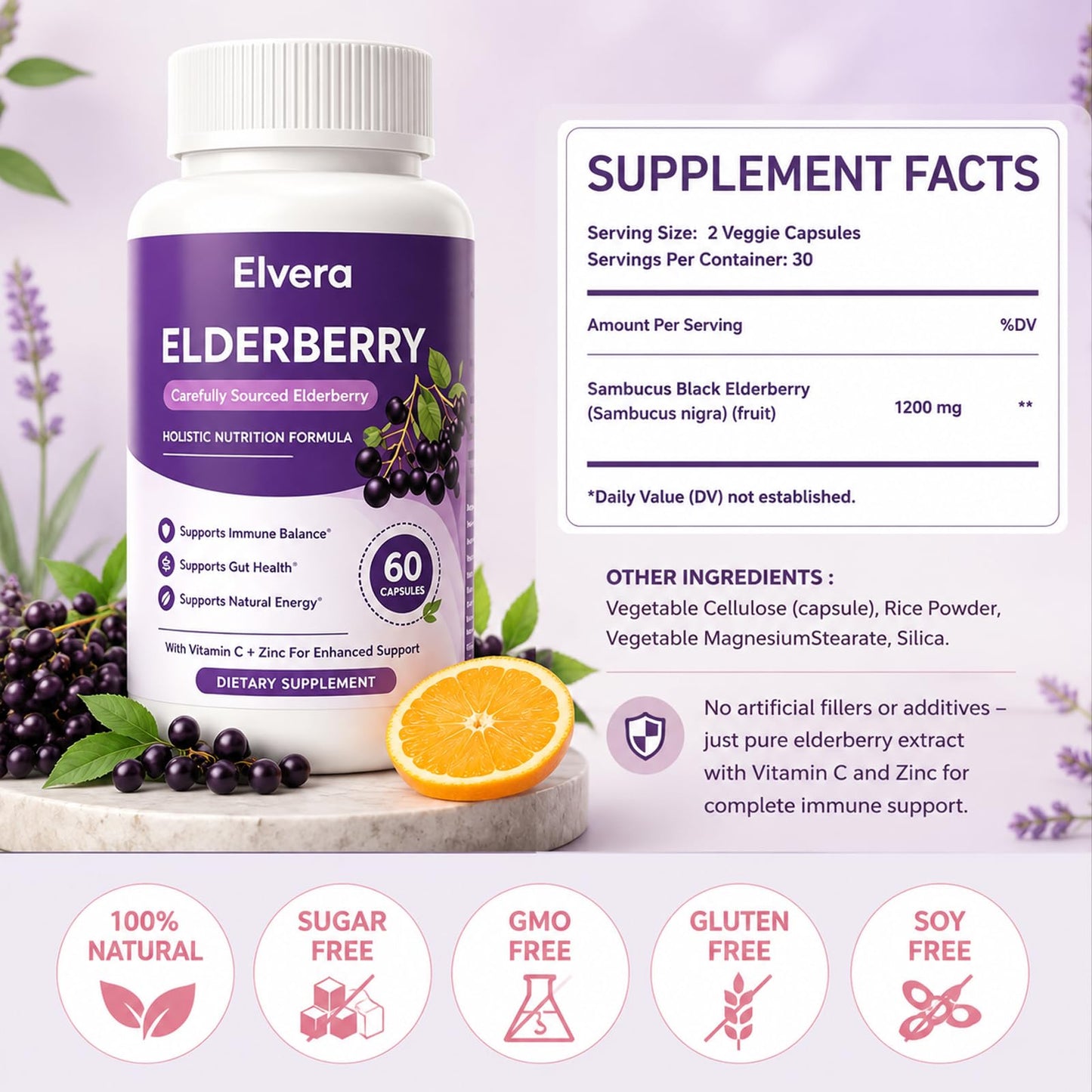 Elvera Organics Elderberry Gut Support Powder 60