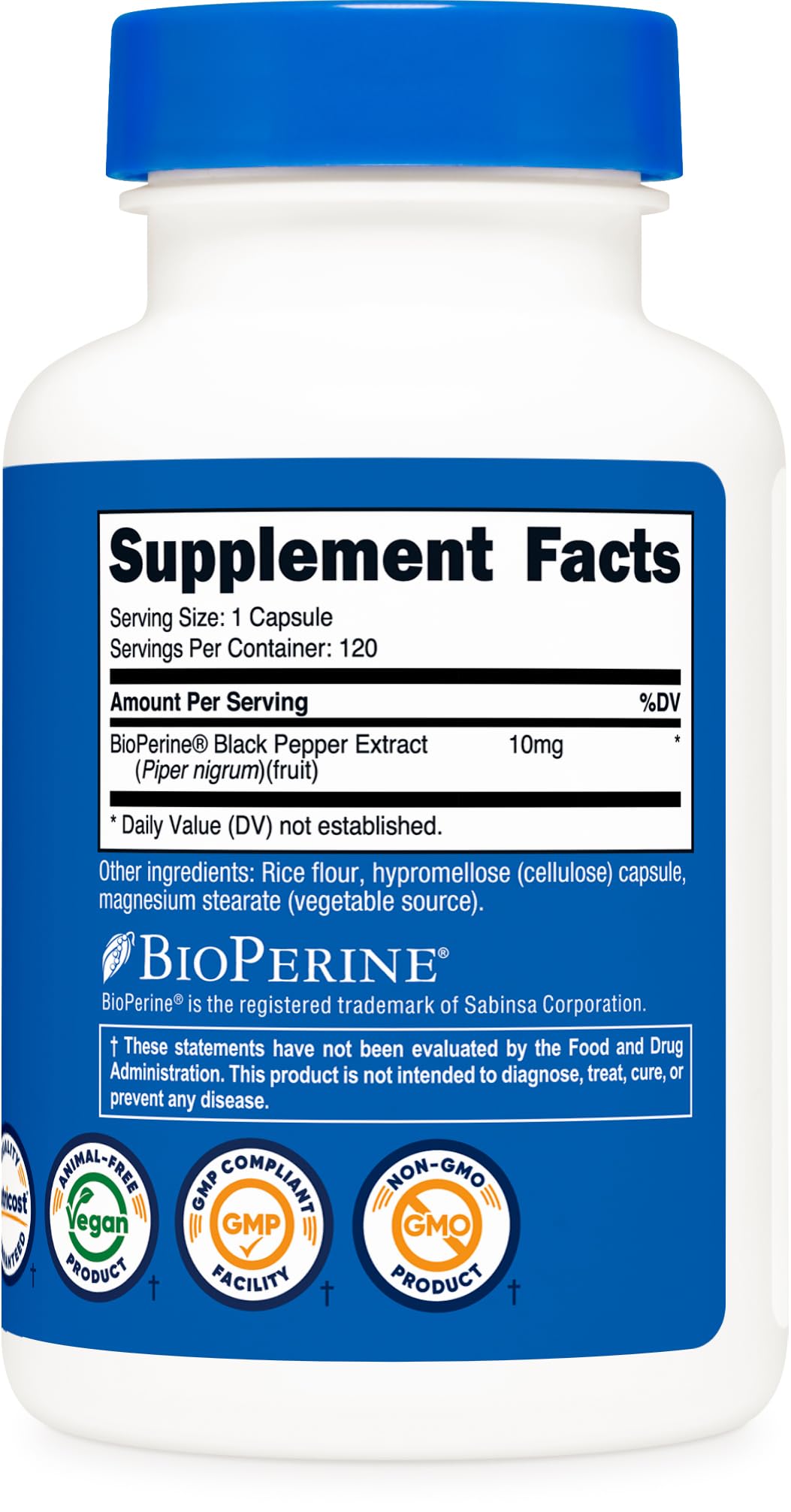 Nutricost Bioperine Black Pepper Extract Capsules 120 Count