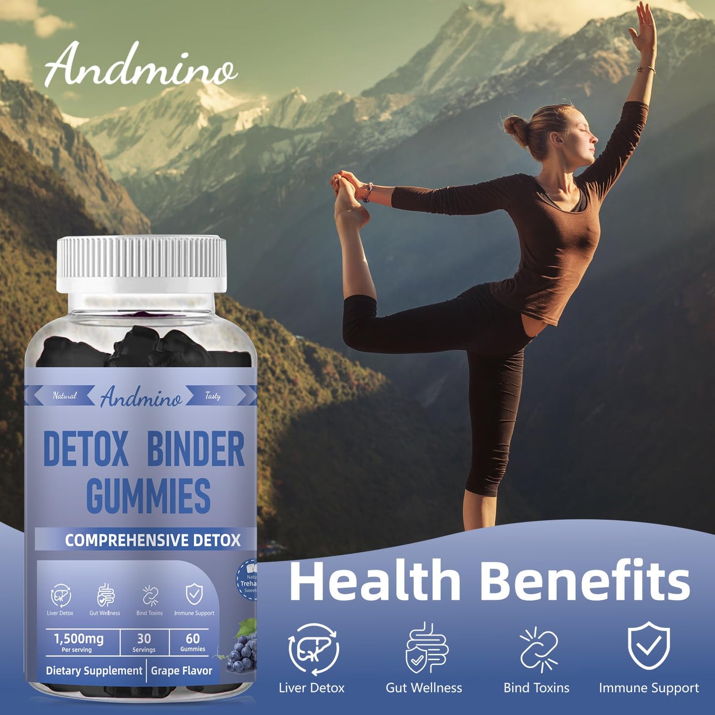 andmino 13-in-1 Detox Binder Gummies 60 Count