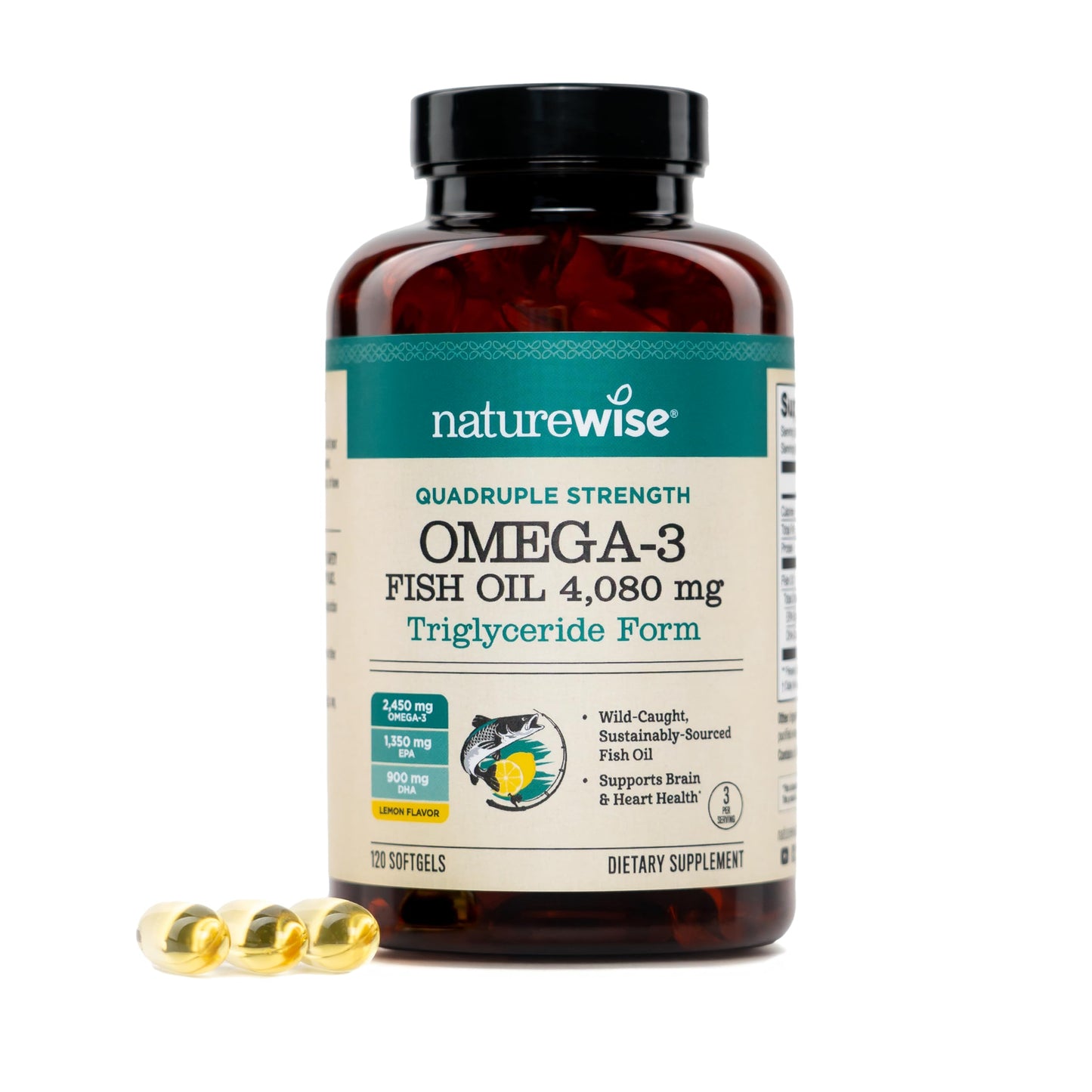 NatureWise Quadruple Strength Omega-3 Fish Oil Softgel 120 Softgels