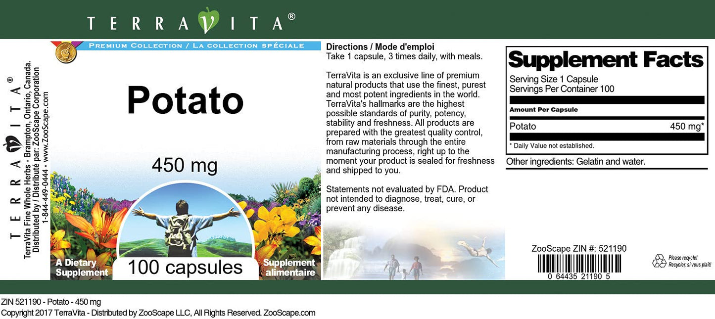 Terravita Potato 450 mg Capsule, 300 Capsules