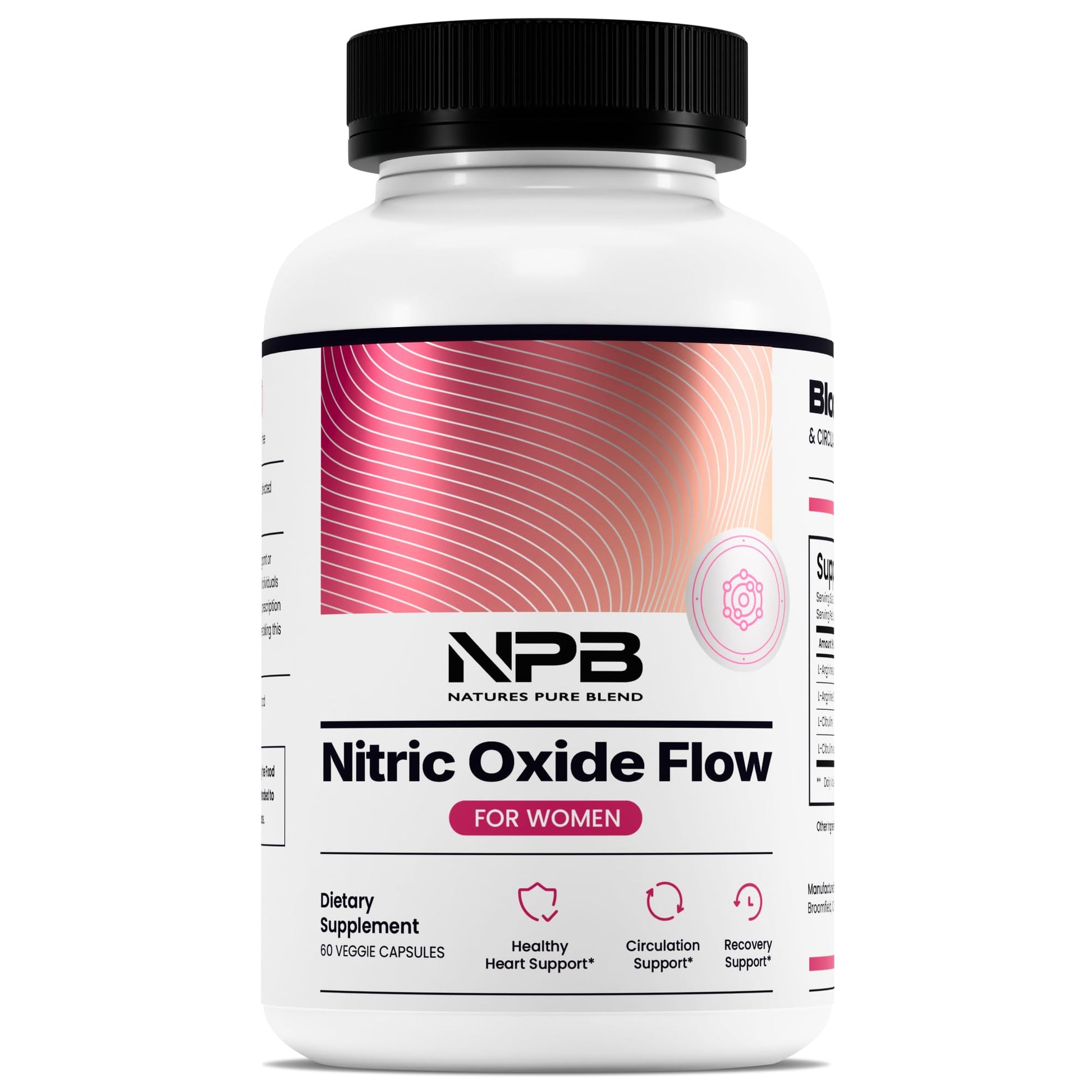 Nature's Pure Blend Nitric Oxide Supplements for Women L-Arginine L-Citrulline 1500mg, Capsule, 60 Count