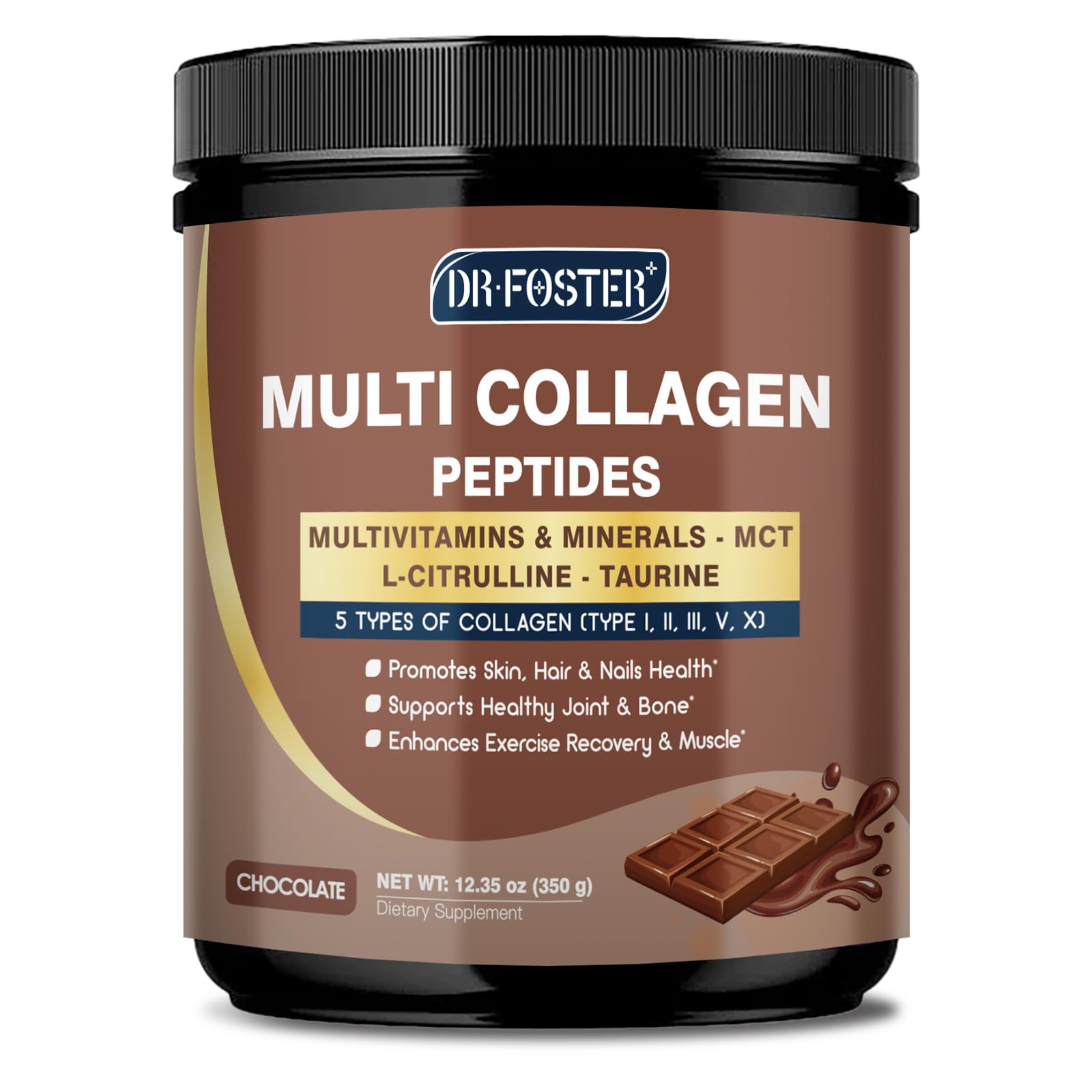 DRFOSTER Chocolate Collagen Peptides Powder, 12.35 Ounce