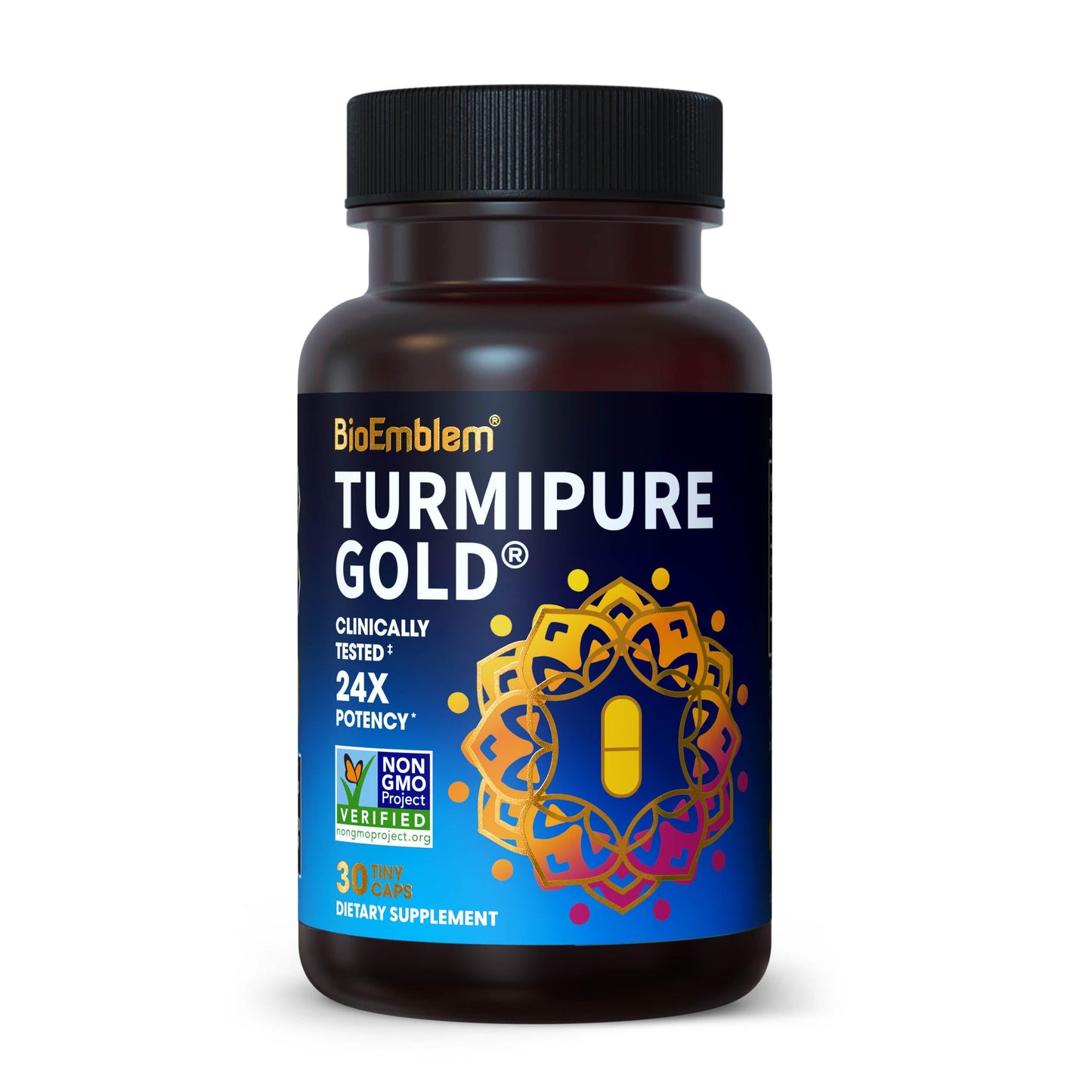 BioEmblem Turmeric Curcumin with TurmiPure Clinically Studied - Joint Support, Healthy Inflammation - Non-GMO, 30 Capsules