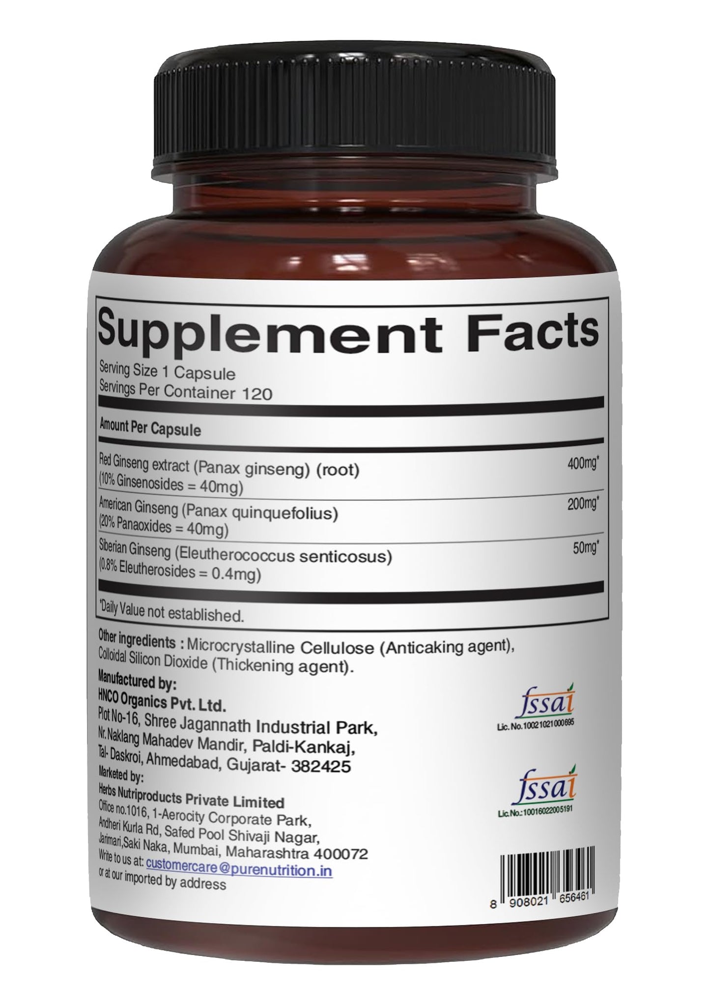 PURE NUTRITION NATURAL TREASURES Triple Ginseng 650mg Capsules, 120 Count