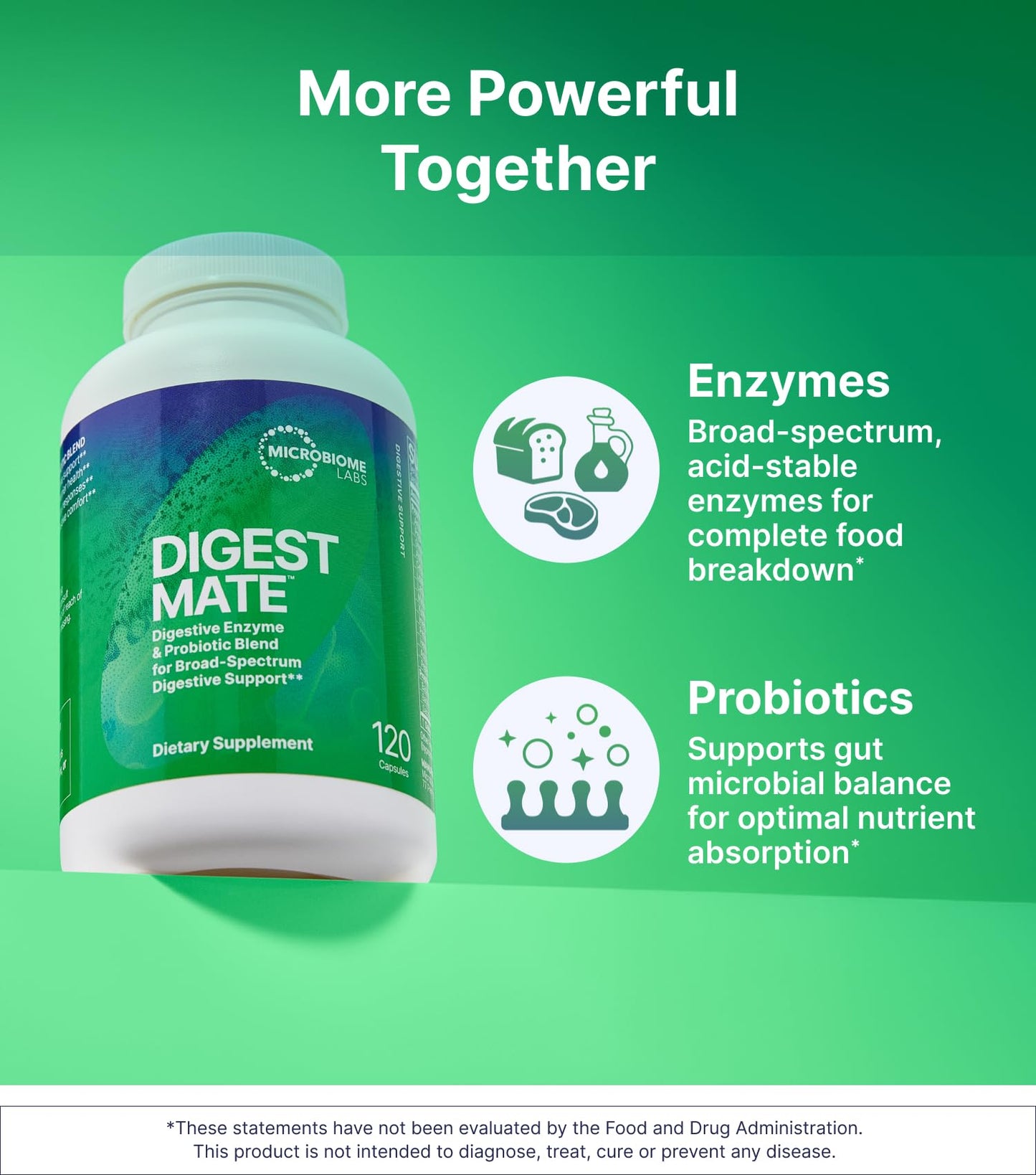 Microbiome Labs DigestMate Digestive Enzyme and Probiotic Supplement 120 Capsules