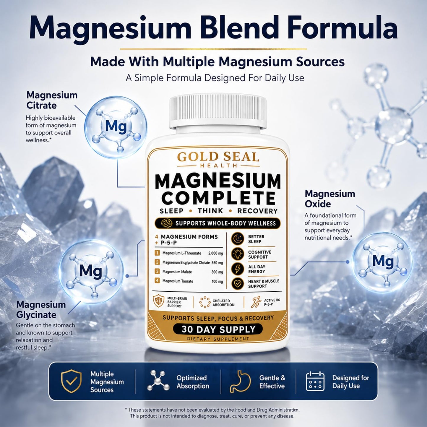 Gold Seal Health Magnesium Complete, 4 in 1 Multi-Source Magnesium Complex Capsule, 120 Count
