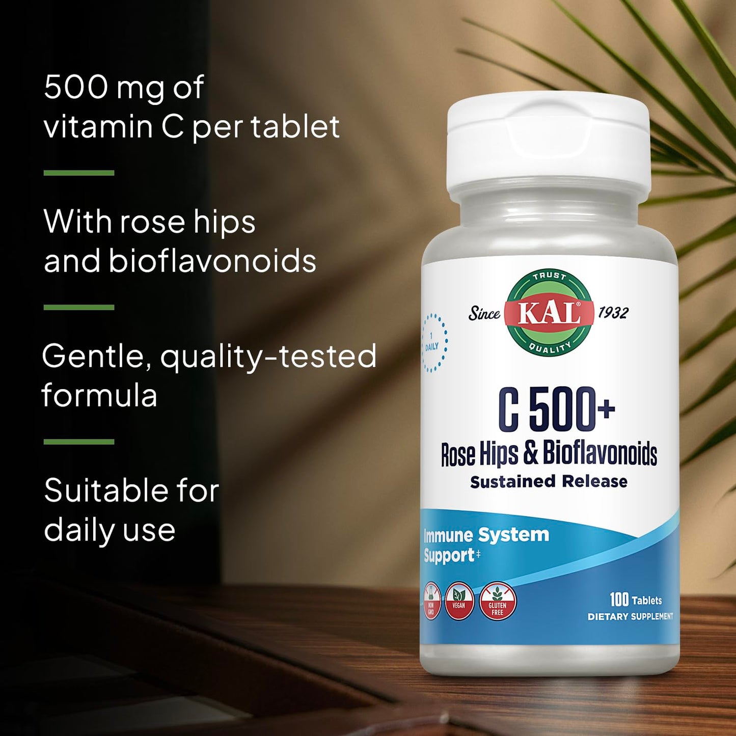 KAL C 500+ Sustained Release Tablets, 100 Count