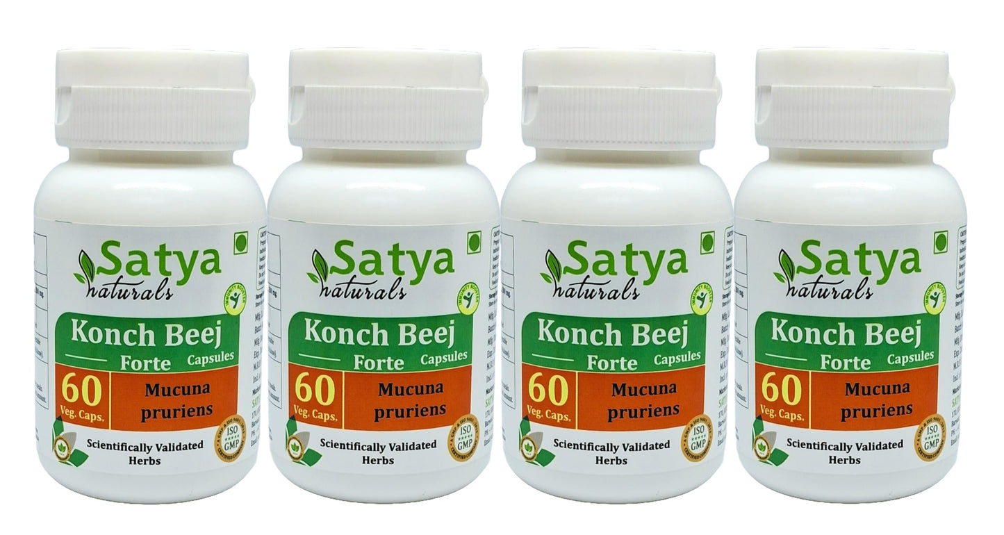 Satya Naturals Konch Beej Forte Capsules 500 mg, Mucuna Pruriens Extract, 240 Capsules