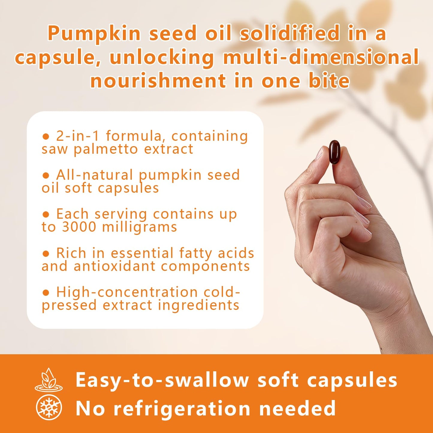 Metabolae Everly Pumpkin Seed Oil with Saw Palmetto Softgel, 180 Count