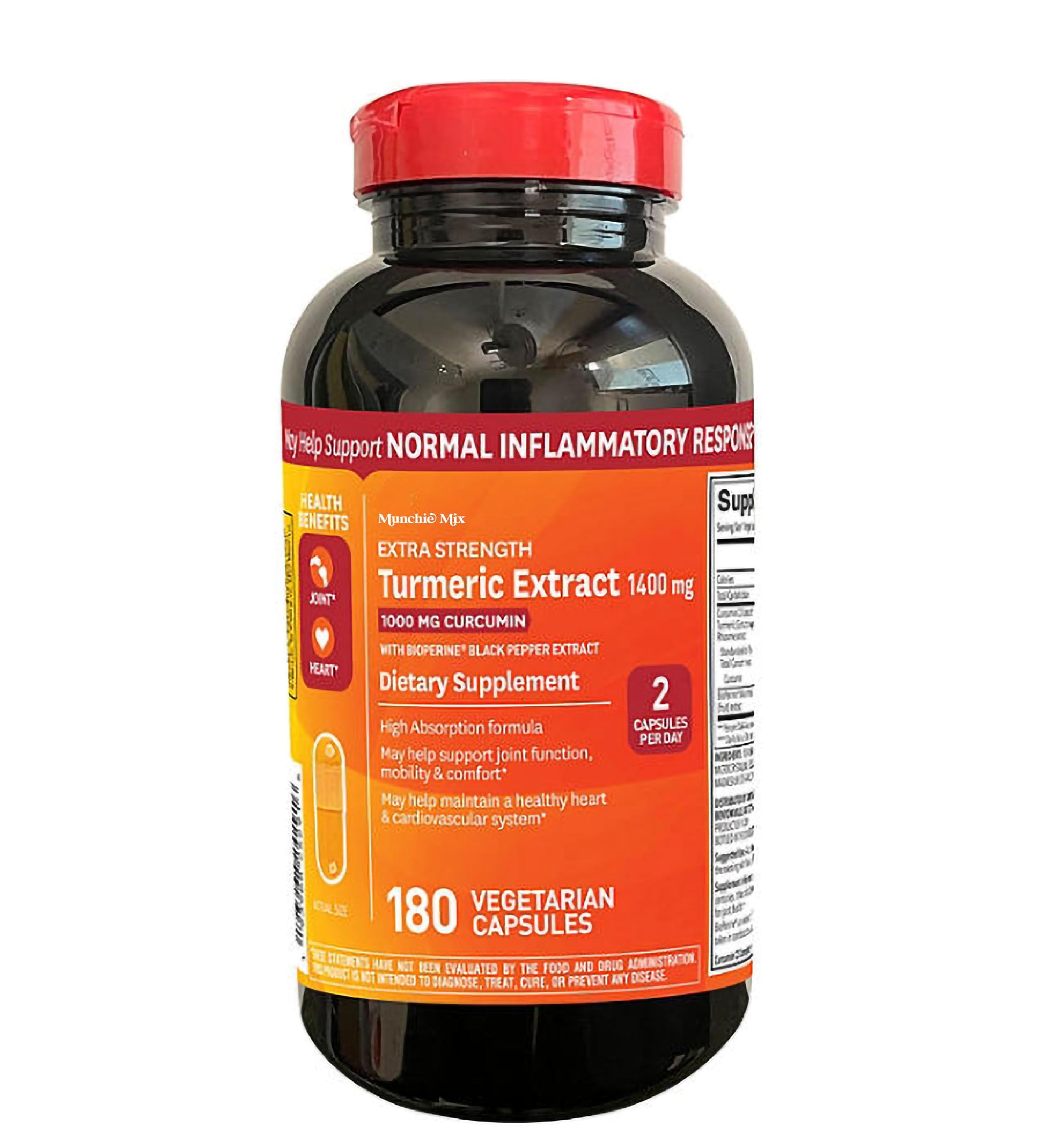 MUNCHIE MIX Strength Turmeric Extract Vegetarian Capsules, 1400 mg, 180 ct