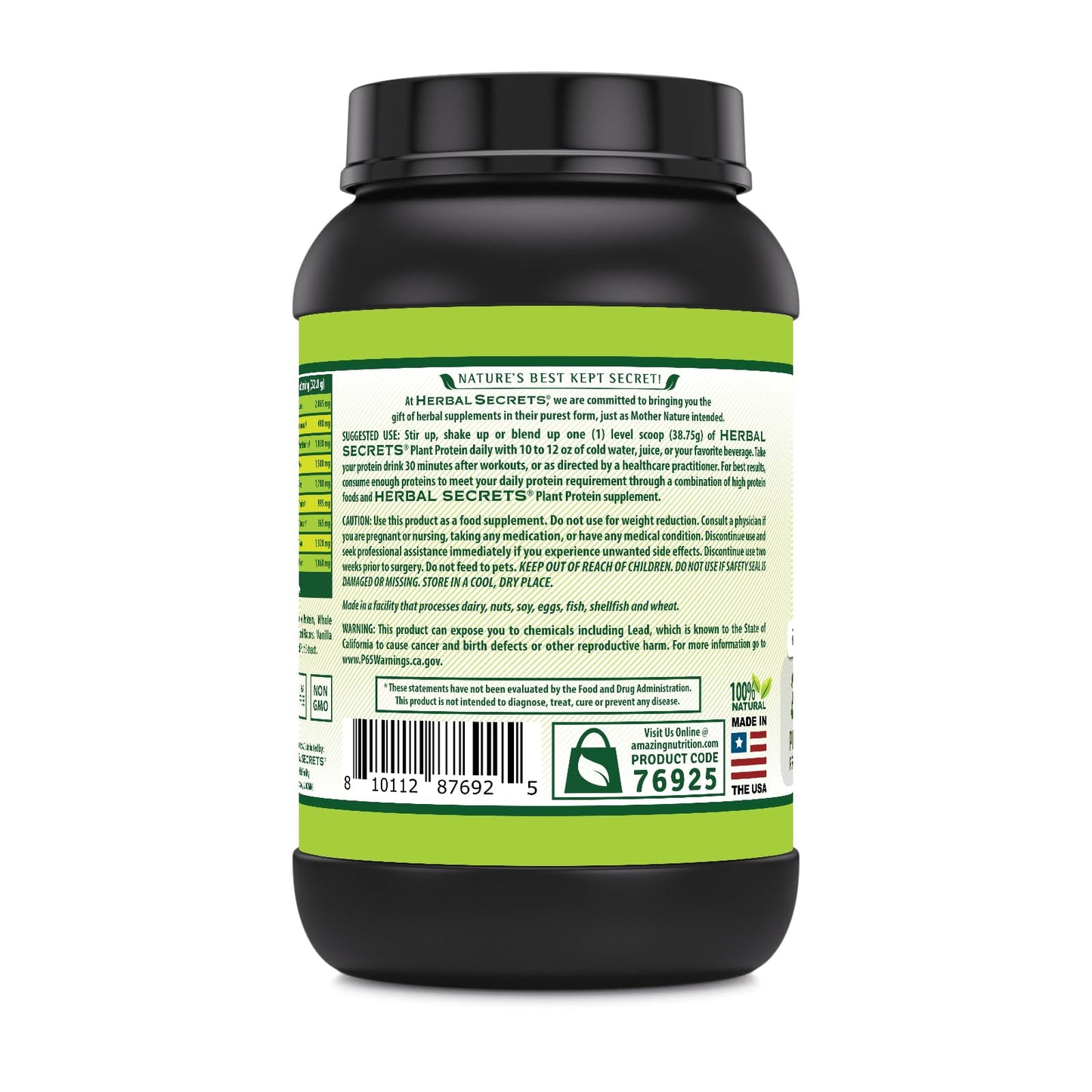 Herbal Secrets Plant Protein Powder Chocolate 2 Lb 32