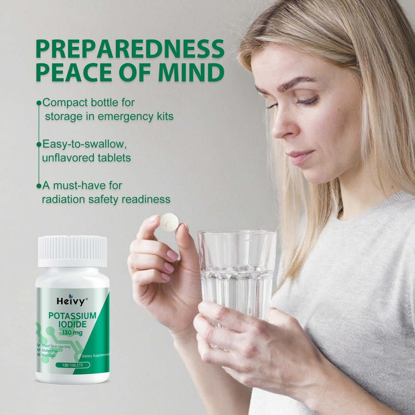 Heivy Potassium Iodide 130mg Tablets, 120 Count