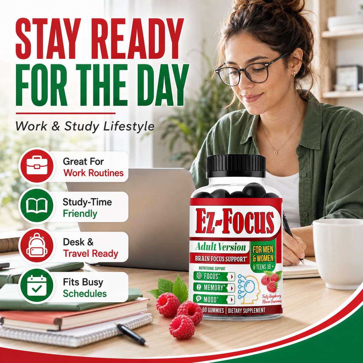 Ez-Focus Gummies Nootropics Brain Support, 60 Count