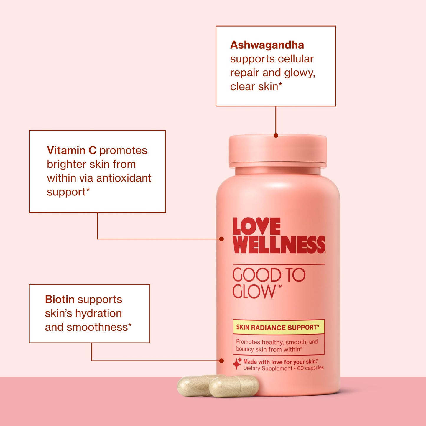 Love Wellness Good to Glow Collagen Supplement Capsule, 60 Count