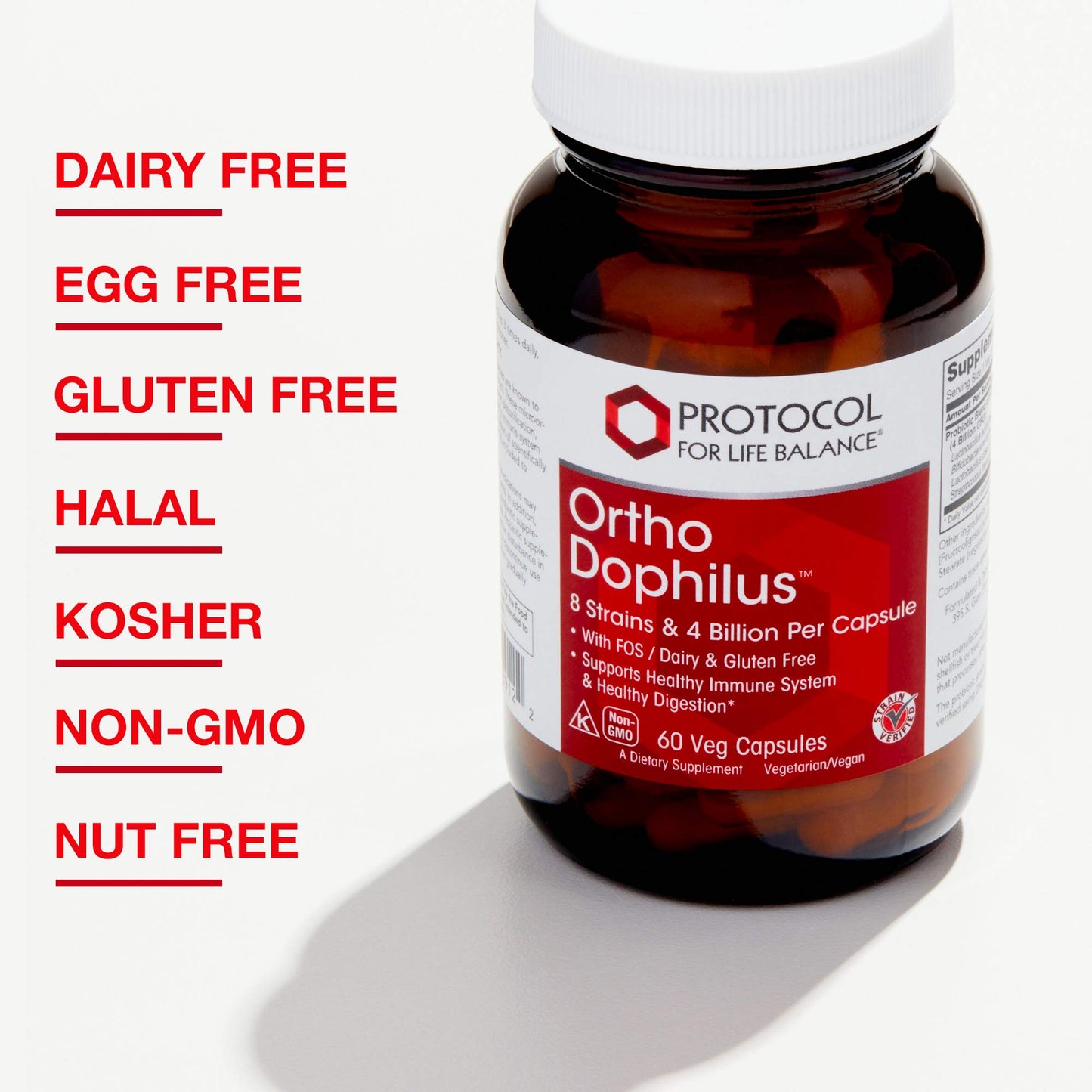 PROTOCOL FOR LIFE BALANCE Ortho Dophilus 8 Strains 4 Billion Capsules 60