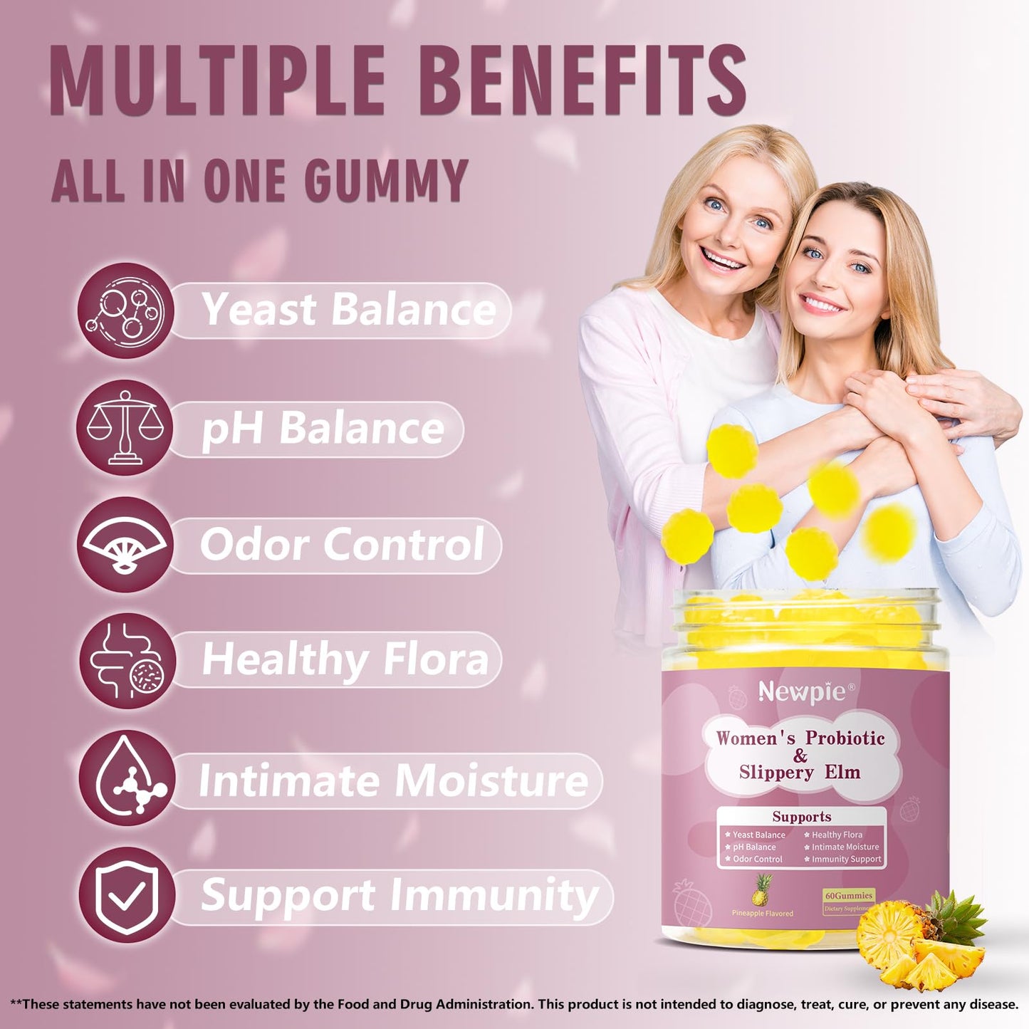 Blltzzz Her Juicy Women's Probiotic Gummies, 60 Count