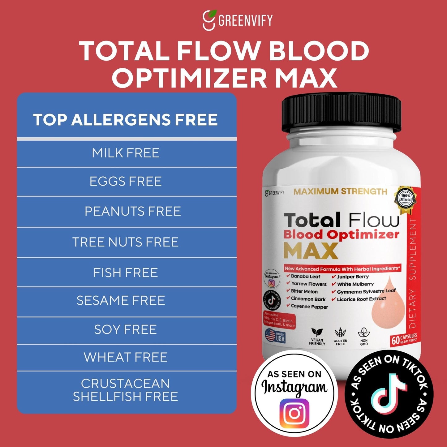 GREENVIFY Total Flow Blood Optimizer Max Capsules 60