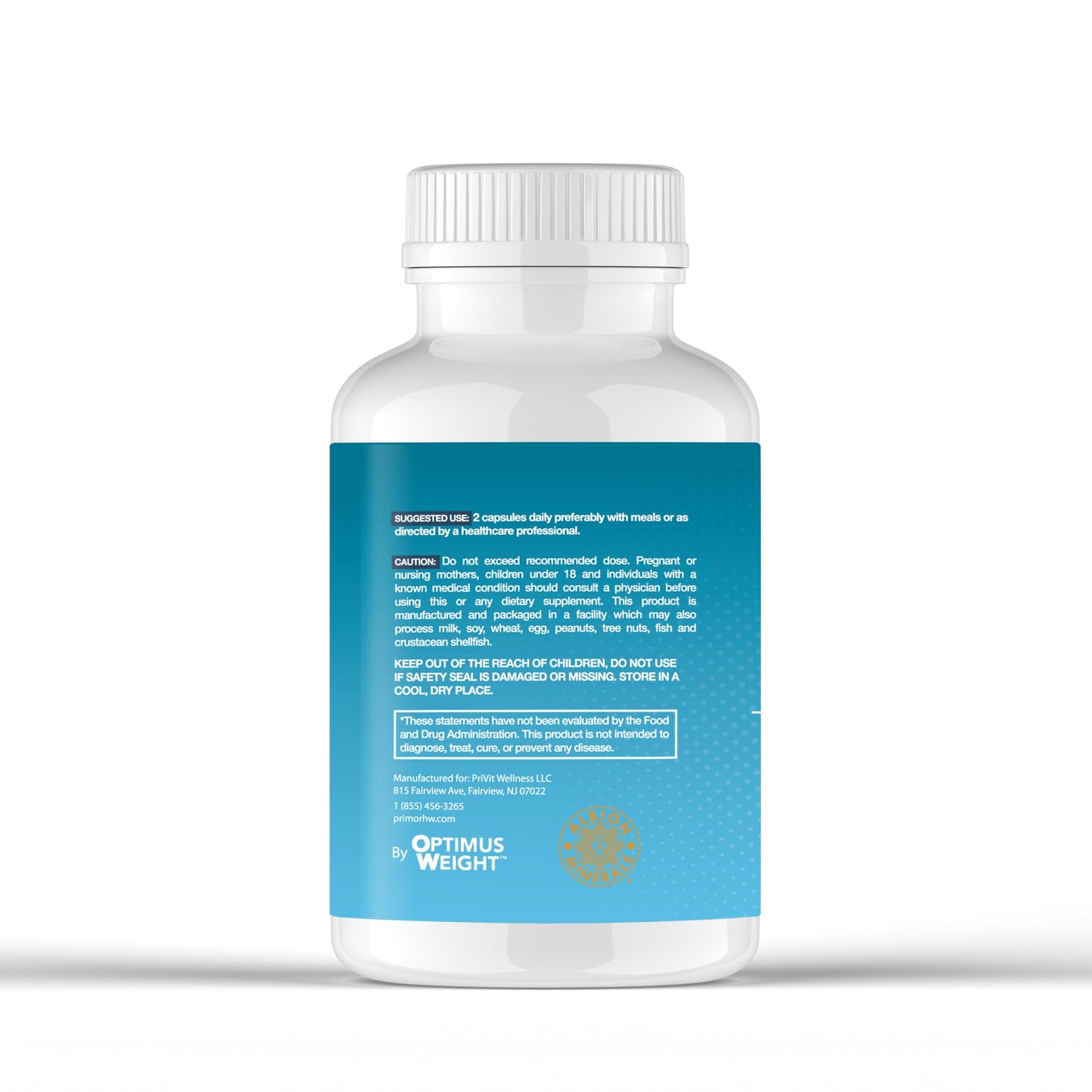 OPTIMUS WEIGHT Magnesium Glycinate (Chelate) Vegetable Capsules, 120 Capsules
