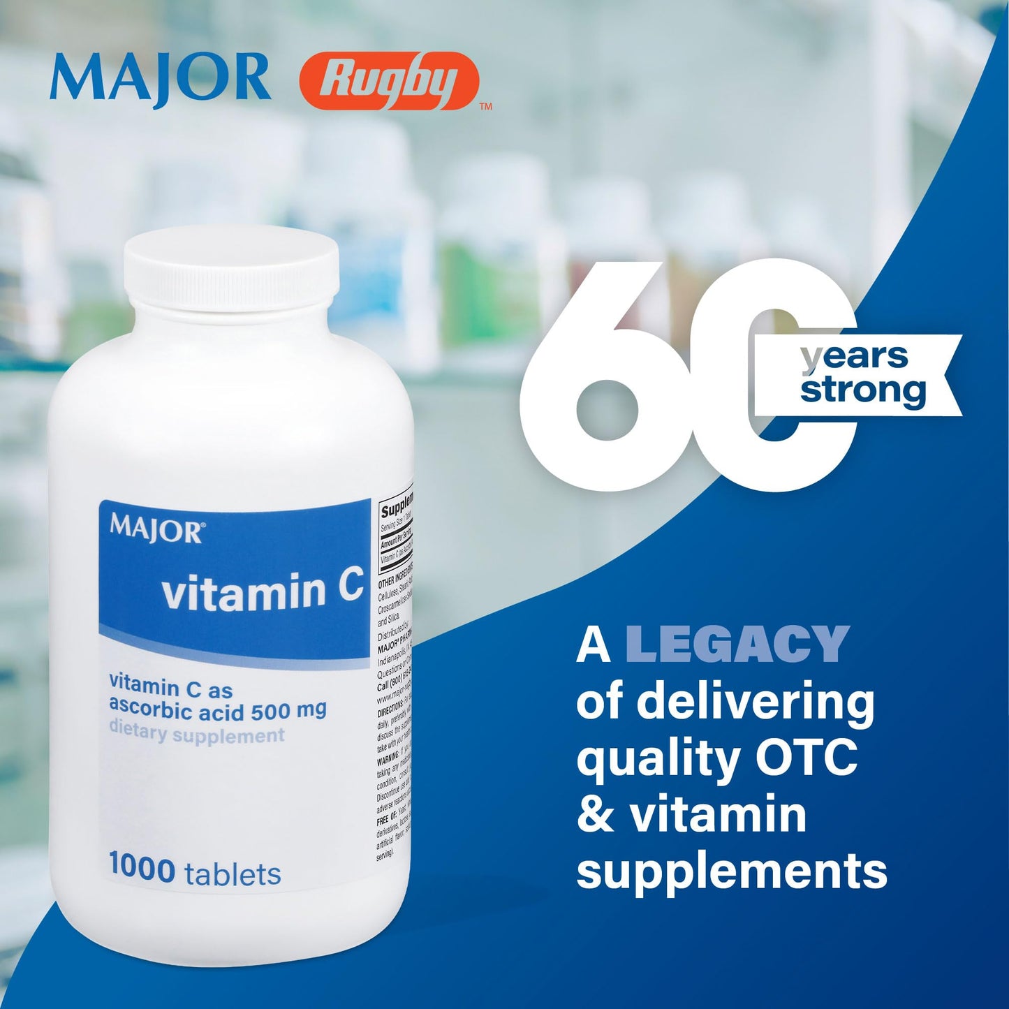 MAJOR Vitamin C-500 mg Ascorbic Acid Tablets, 1000 Tablets