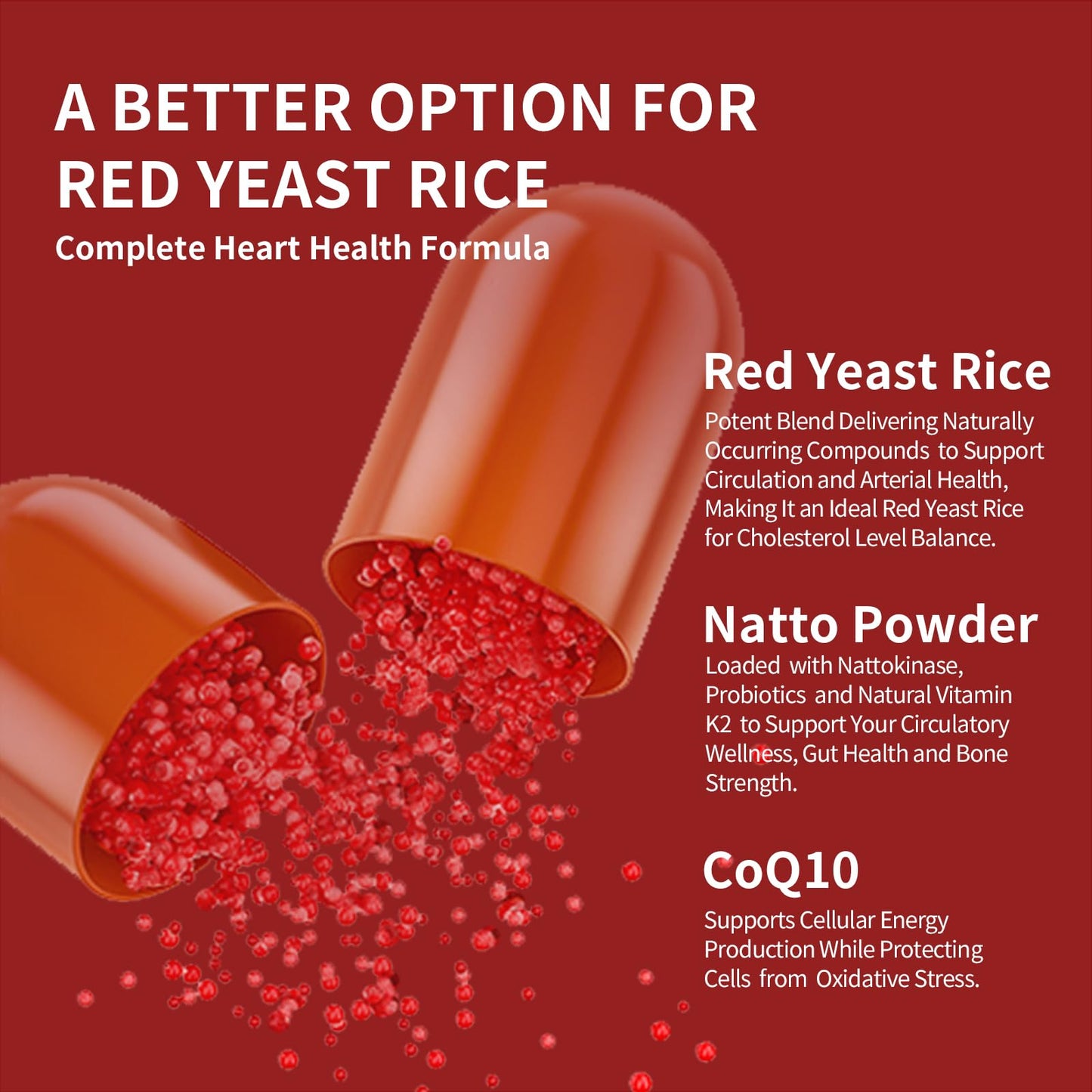Bterlif Red Yeast Rice with CoQ10 Capsules, 60 Count