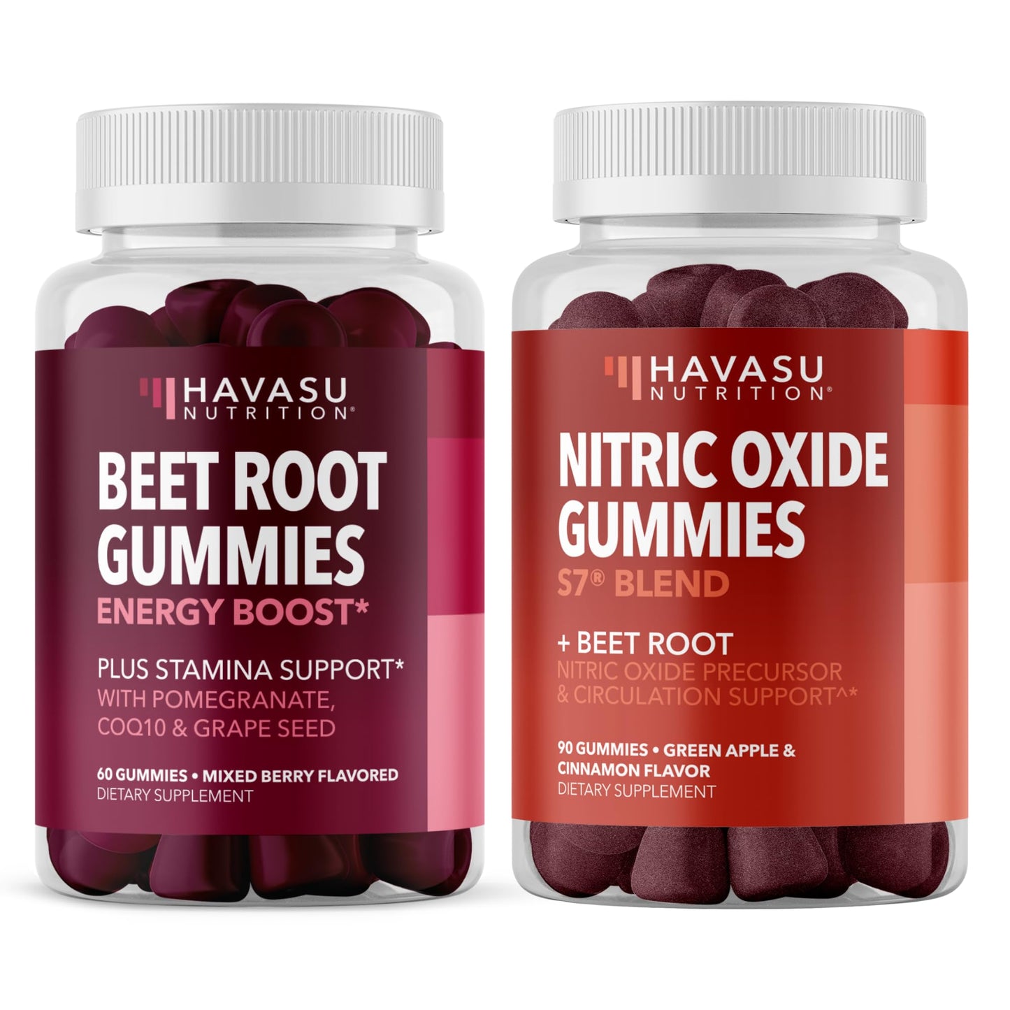 HAVASU NUTRITION Nitric Oxide Gummies with L-Arginine and Beet Root, Beet Root Gummies with COQ10 and Pomegranate, Gummies, 150 Count