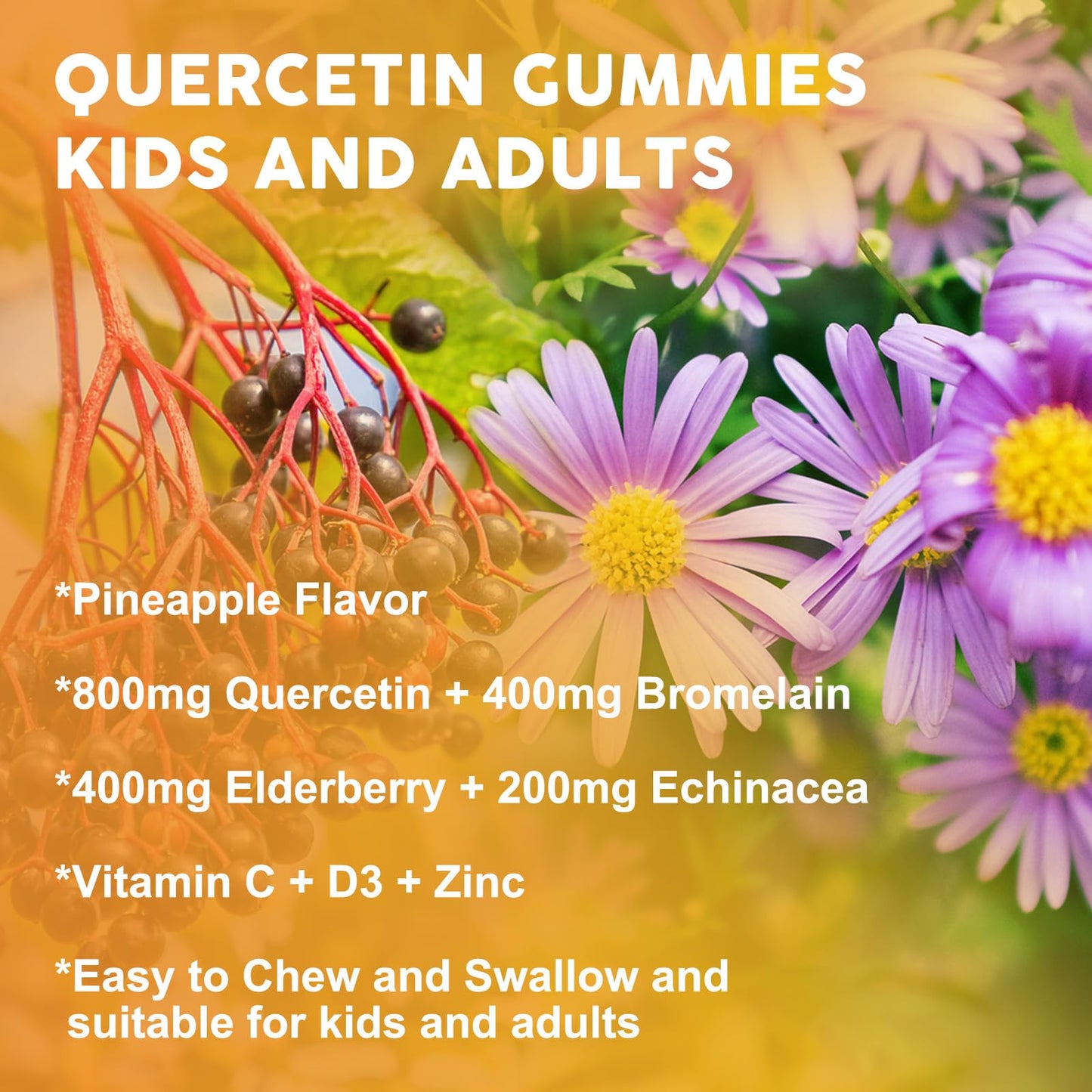 WOGORGT Quercetin with Bromelain Gummies, 120 Count