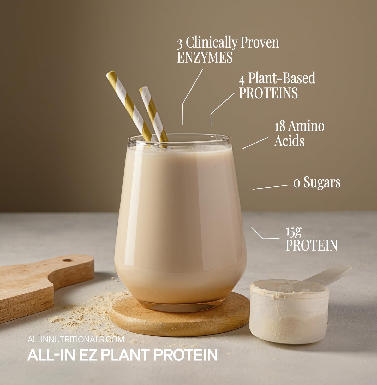 All In Nutritionals EZ Plant Protein Powder, 25 Servings