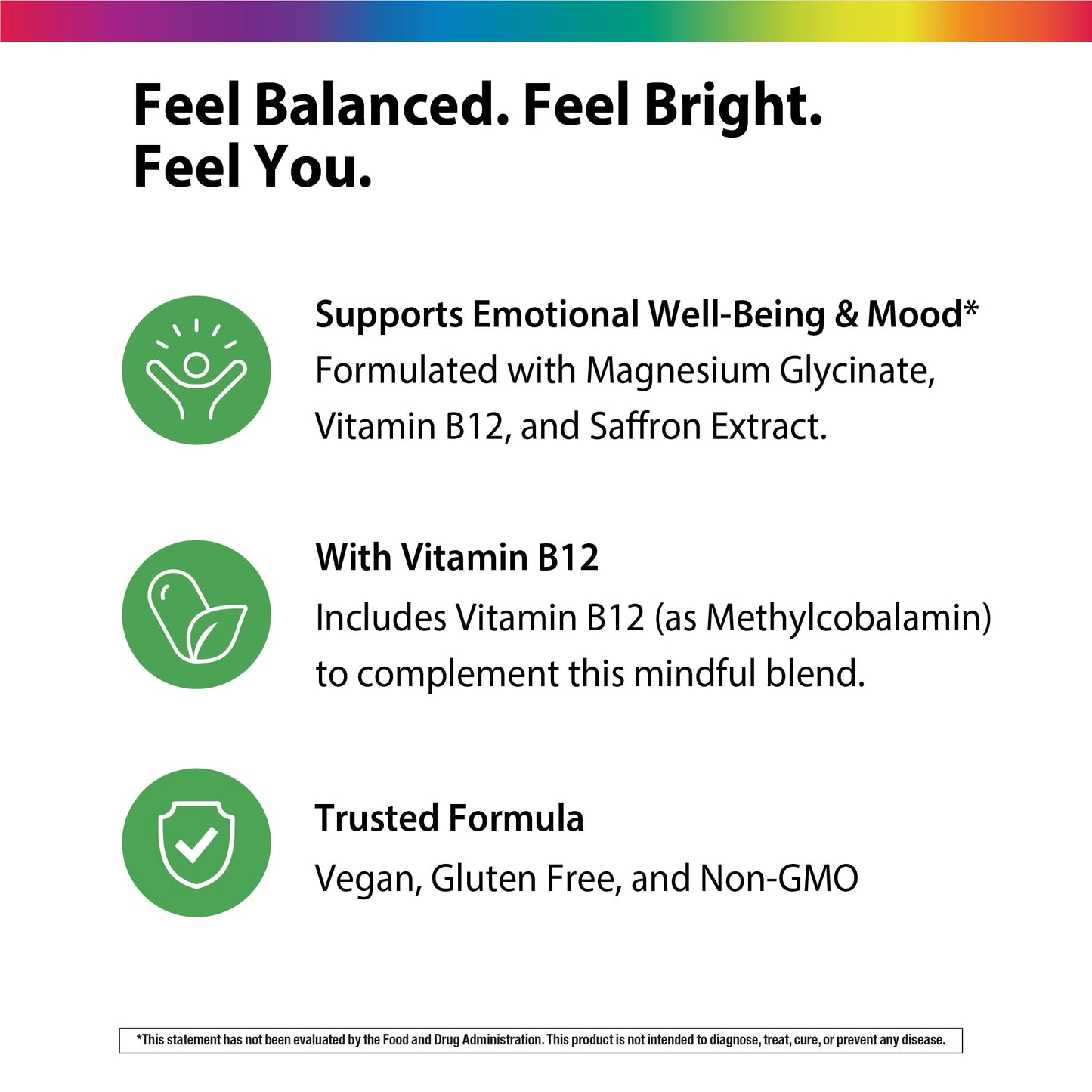 Rainbow Light Saffron Extract + Magnesium Glycinate Supplement Capsule 90 Count