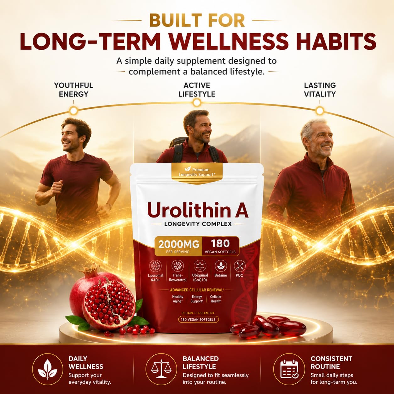 FINDING FERDINAND Urolithin A Supplement with Liposomal NAD+, Trans-Resveratrol, 12-in-1 Formula Softgels 180