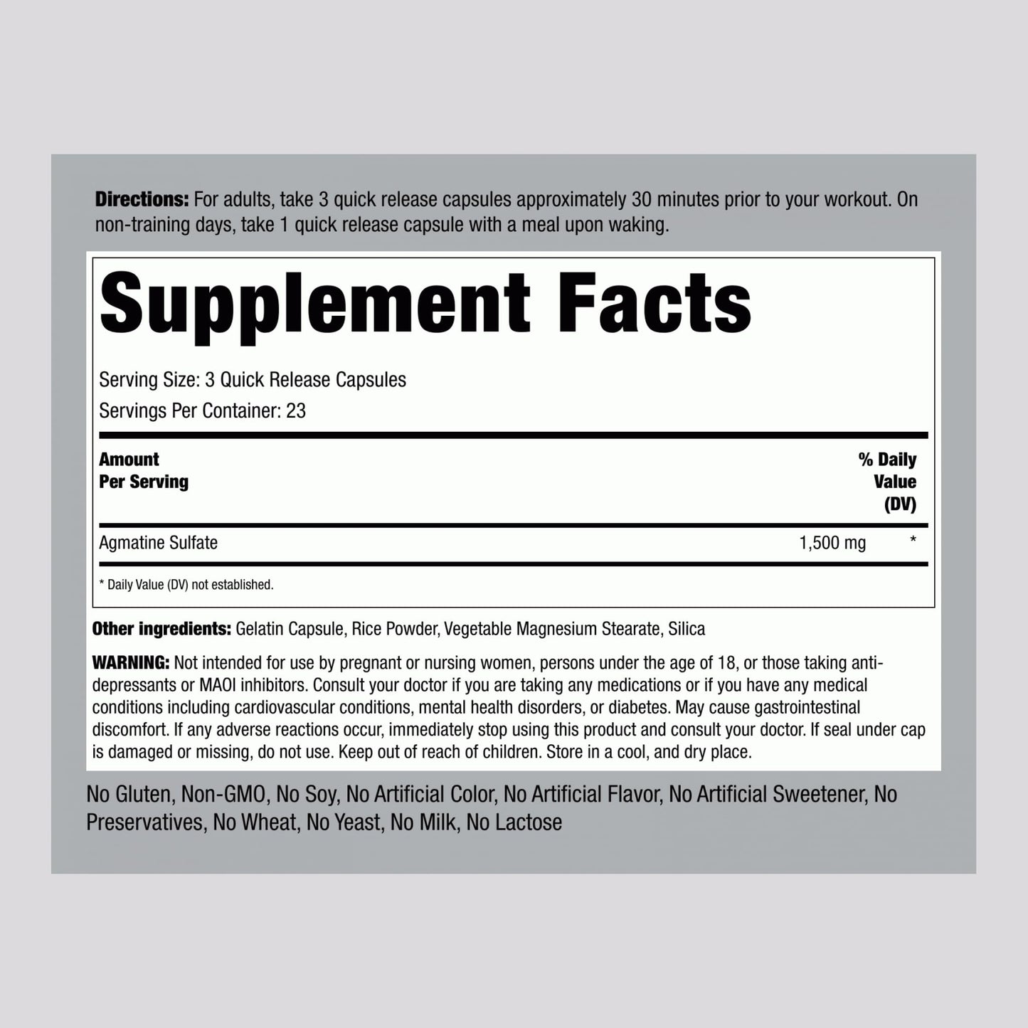 Piping Rock Agmatine Sulfate Capsules 70 Count