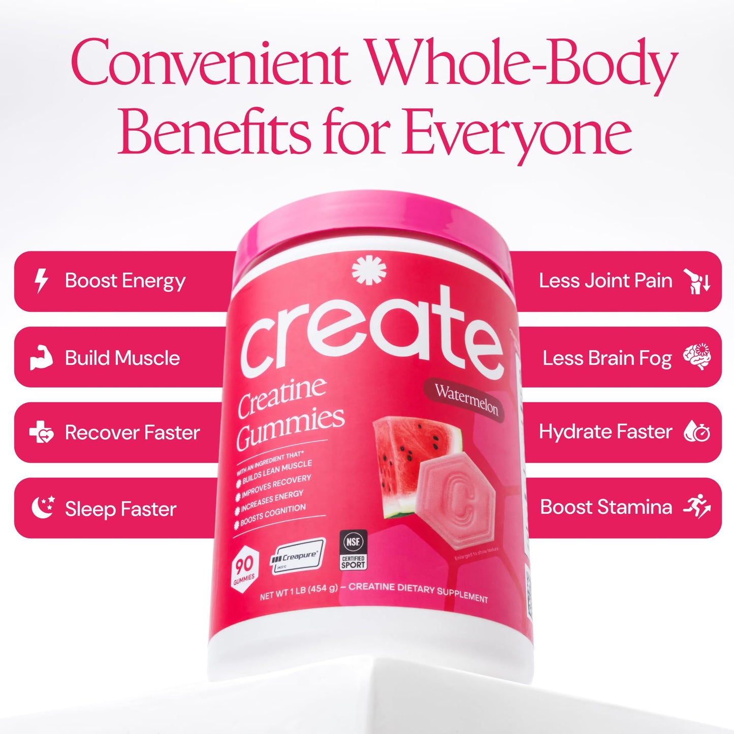 Create Creatine Monohydrate Gummies, 90 Count