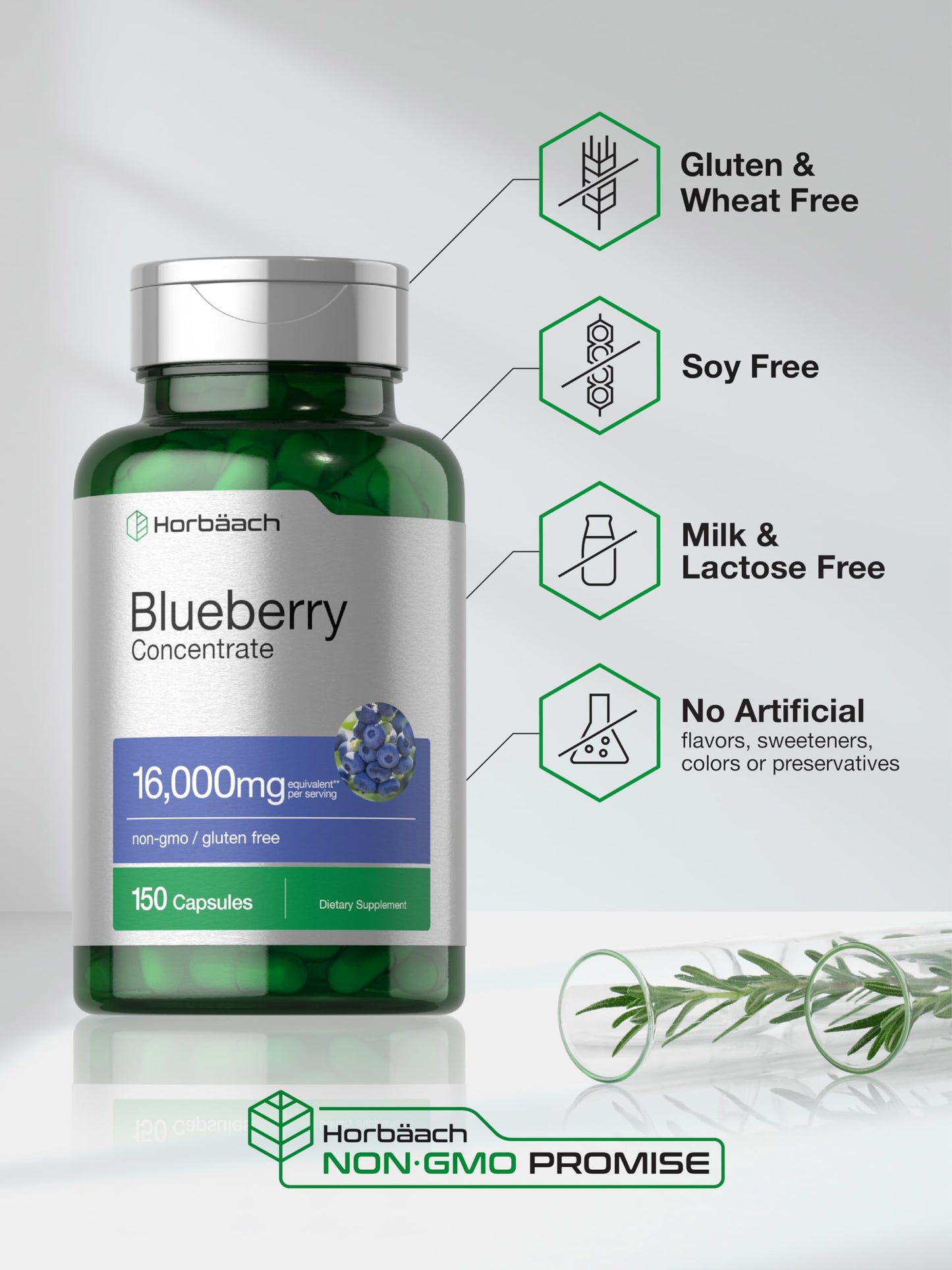 Horbäach Blueberry Concentrate Extract Supplement Capsules 150