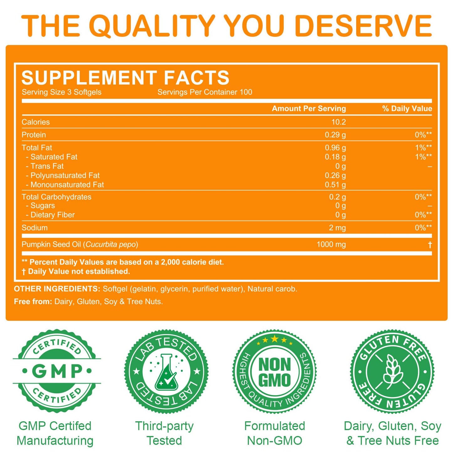 CFHQXSZ Pumpkin Seed Oil with Saw Palmetto Capsules, 300 Count