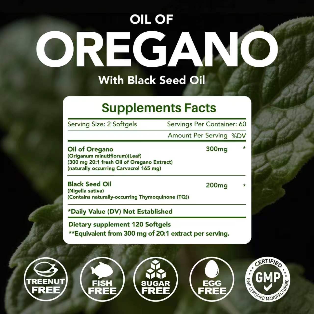 KEHLUSTY Oil of Oregano with Black Seed Oil Softgels, Organic, 4X Strength Carvacrol and Thymoquinone, Immune Support, Digestive Health, Respiratory Wellness, Non GMO, 120 Count