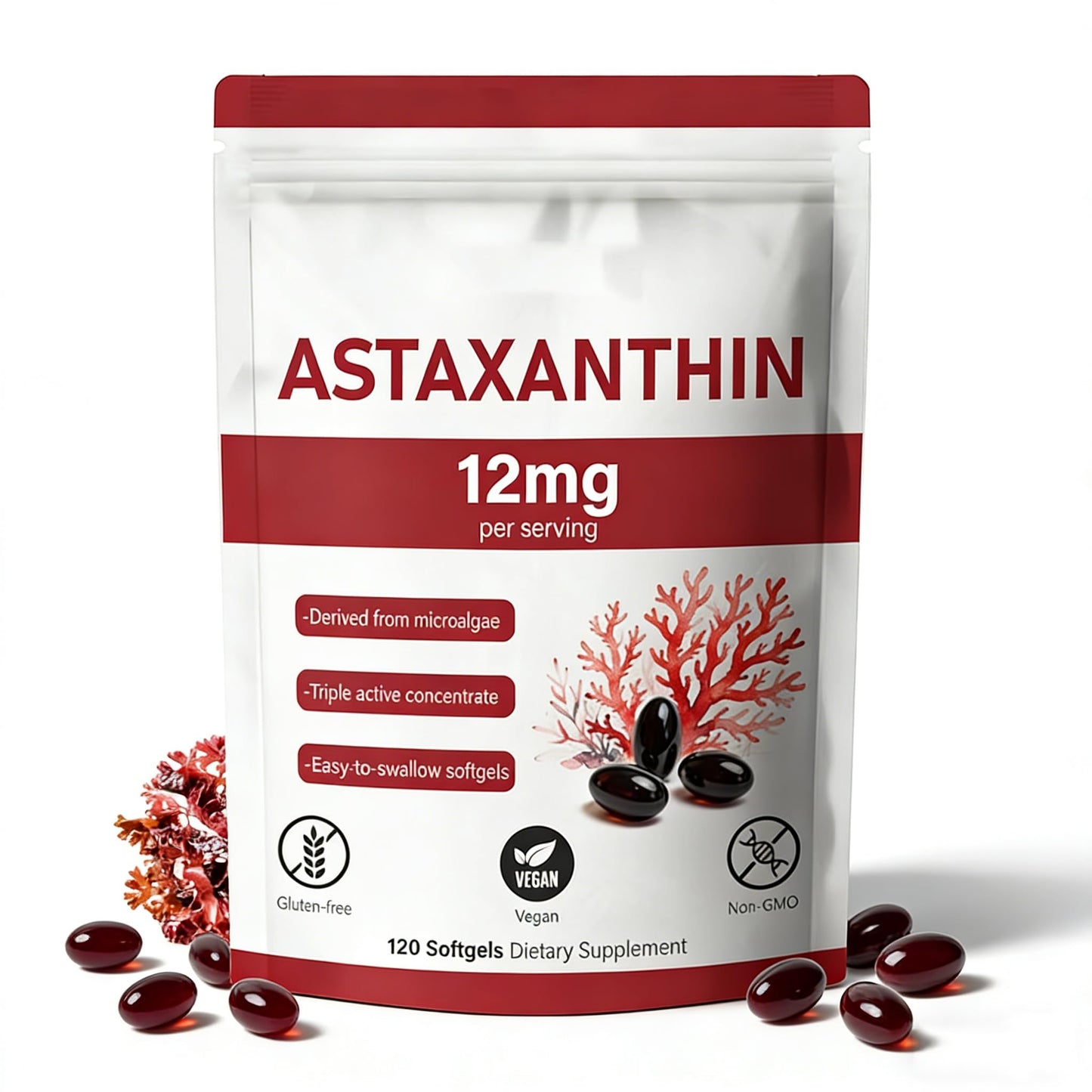 Umizze Premium Astaxanthin 12mg Softgels, 120 Count
