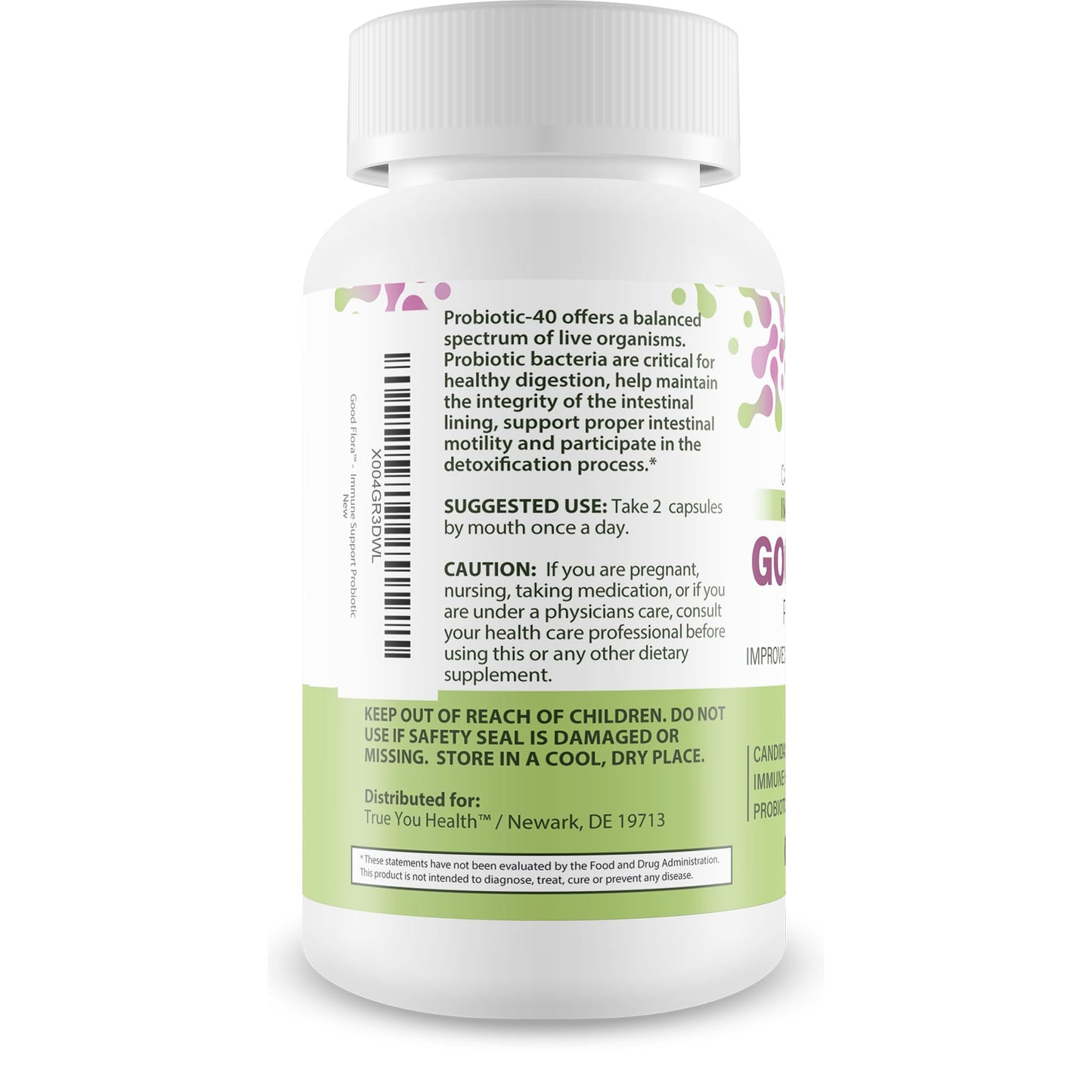 True You Health Good Flora Probiotics Candida Cleanse Capsules, 60 Count