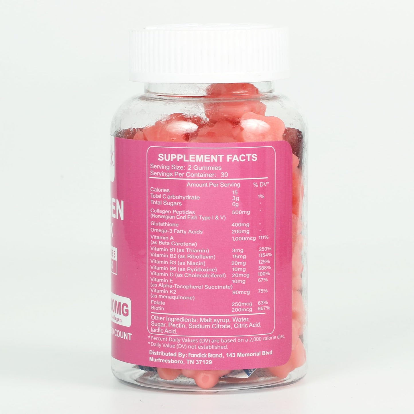 FANDICK Collagen Complex Immunity Gummies with Vitamins A-K, 60 Count