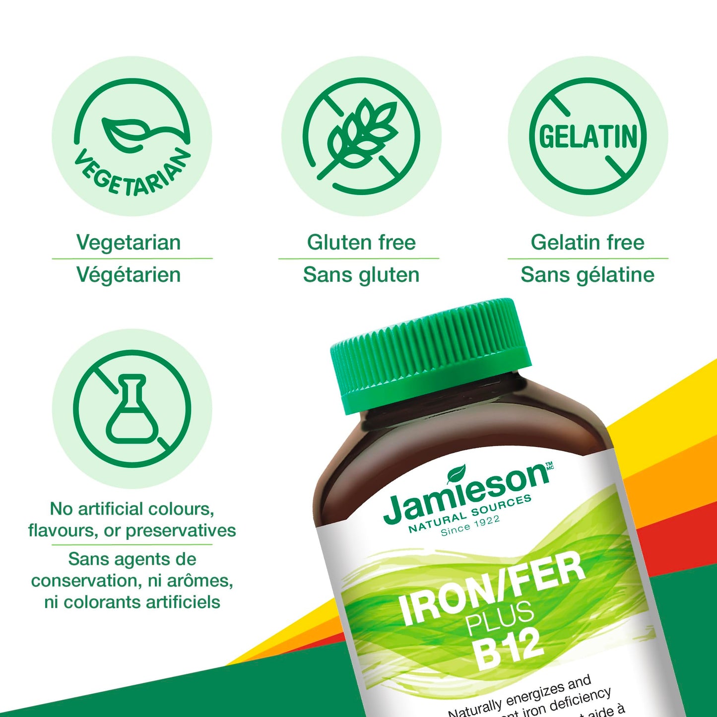 Jamieson Laboratories Iron + Vitamin B12 Tablets, 45-count