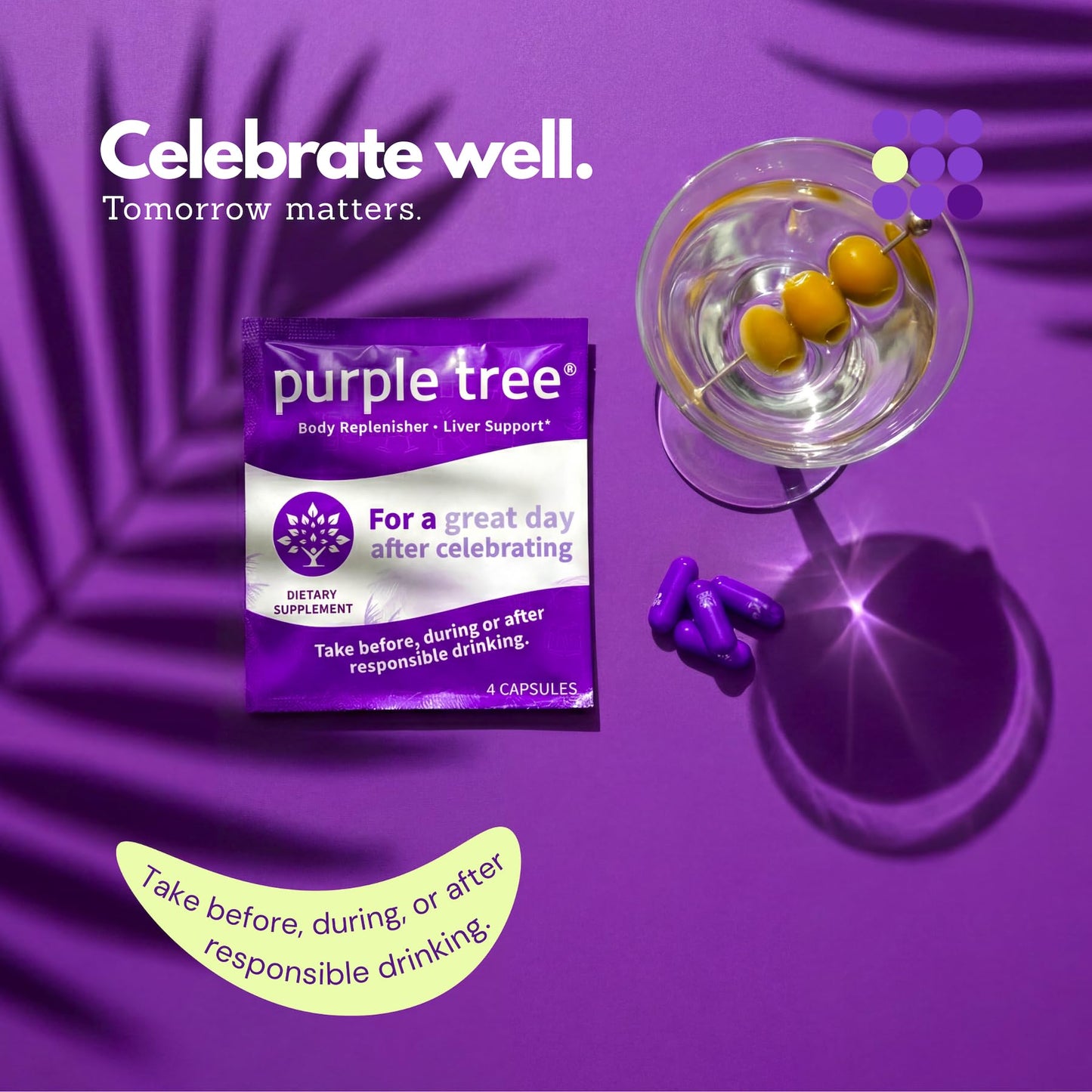 Purple Tree Post-Celebration Wellness Liver Support, Hydration & Replenisher Capsules, 40 Count