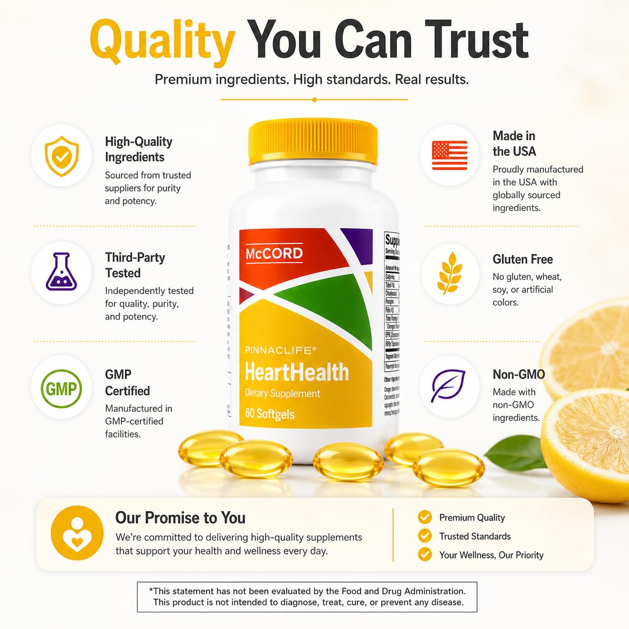 Pinnaclife McCord HeartHealth Omega-3 Fish Oil with Lemon Softgel 60 Count