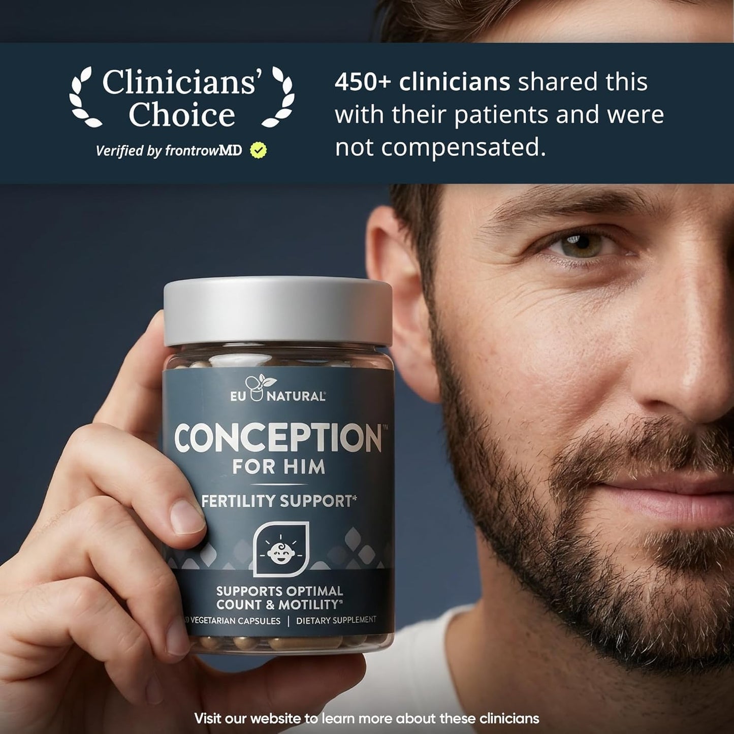 Eu Natural Conception for Him - Male Fertility Supplements with Ashwagandha, Folate & Zinc, Sperm Count, Motility & Strength Support, 120 Vegetarian Capsules