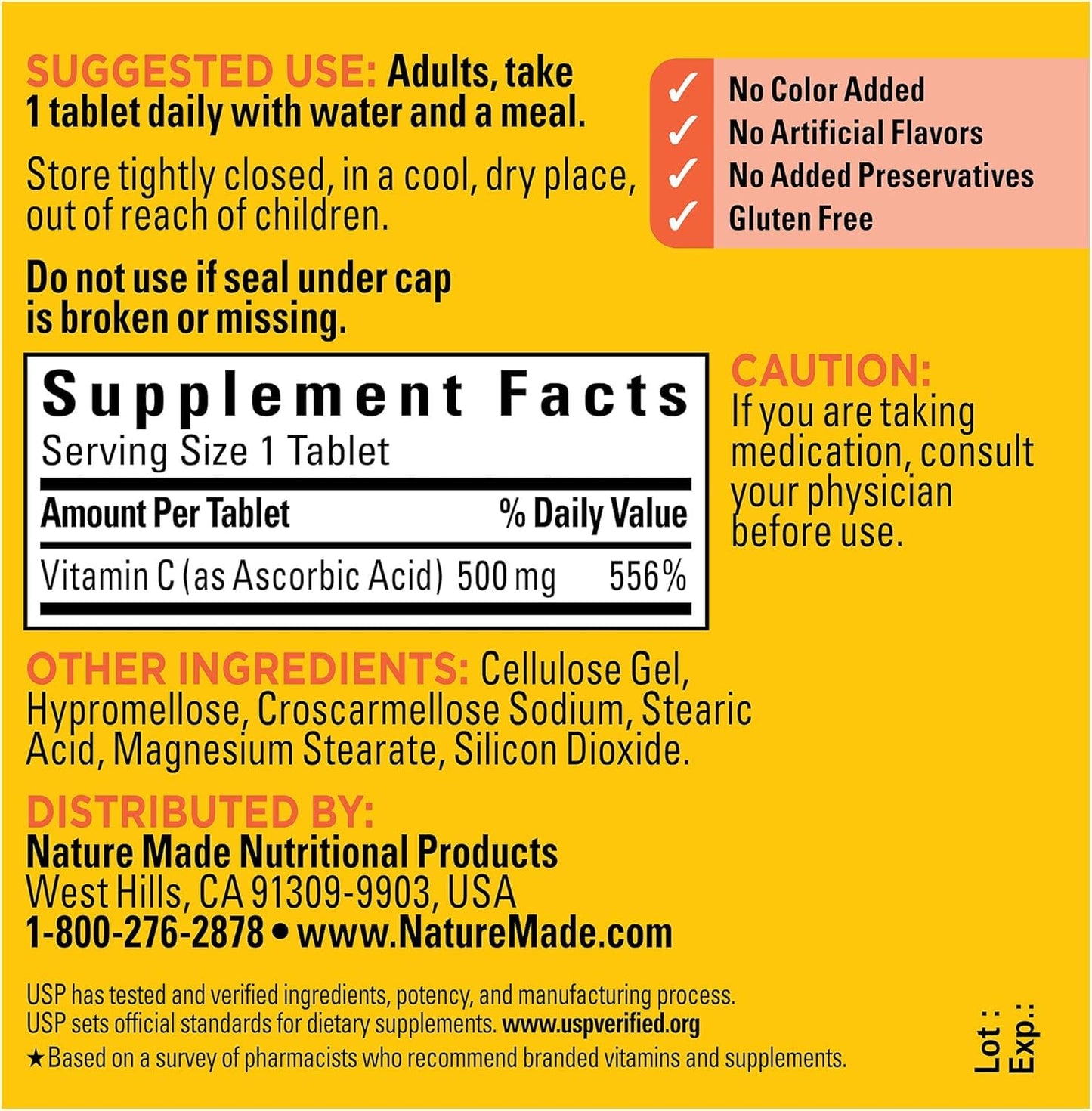 Nature Made Vitamin C 500 mg Caplets 300