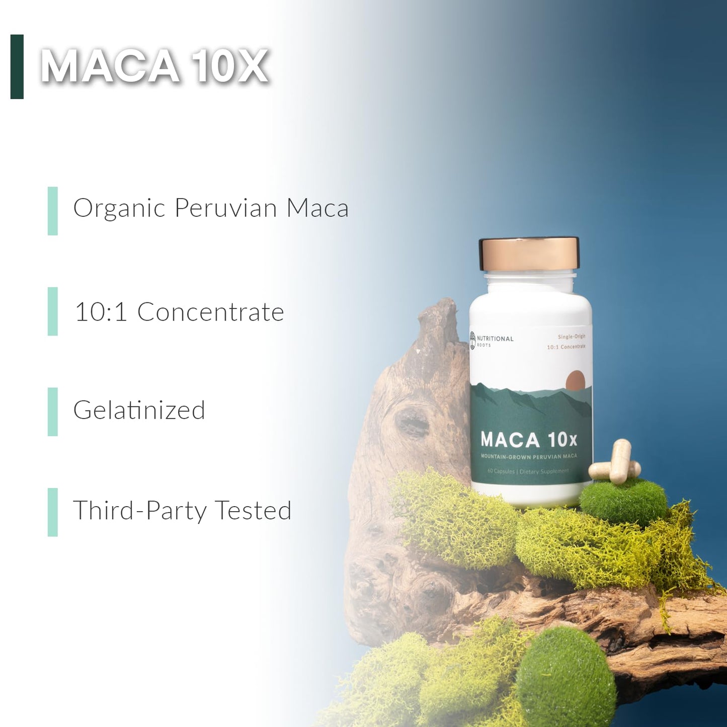 Nutritional Roots Organic Peruvian Gelatinized Maca Root 60 Capsules