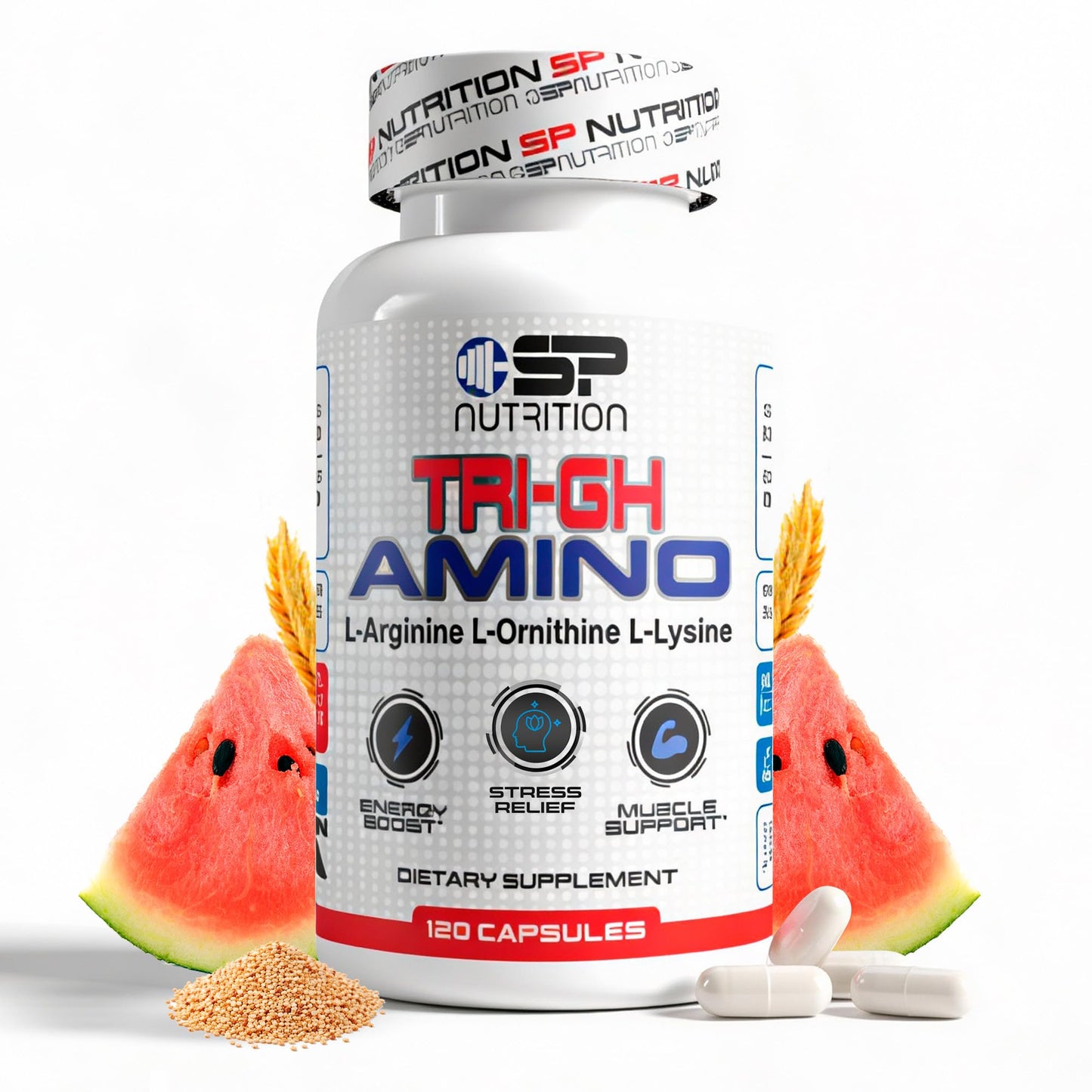 S Nutrition Tri-GH Amino Complex, L-Arginine L-Ornithine L-Lysine Capsules, 90 Count