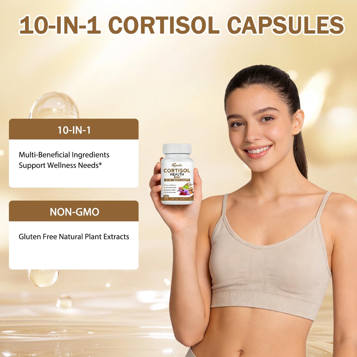 Aiwevon Cortisol Support Supplement for Women & Men, 10-in-1 Ashwagandha KSM-66, L-Theanine, Magnesium Glycinate Complex, Adrenal Support, Stress Relief, Calm Mood Balance, Daily Wellness Gummies, 60 Count