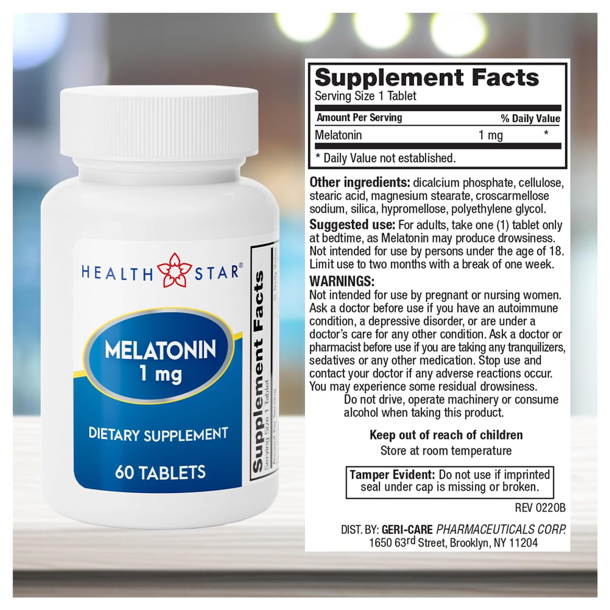 GeriCare Melatonin 1mg Sleep Support Supplement 60 Tablets